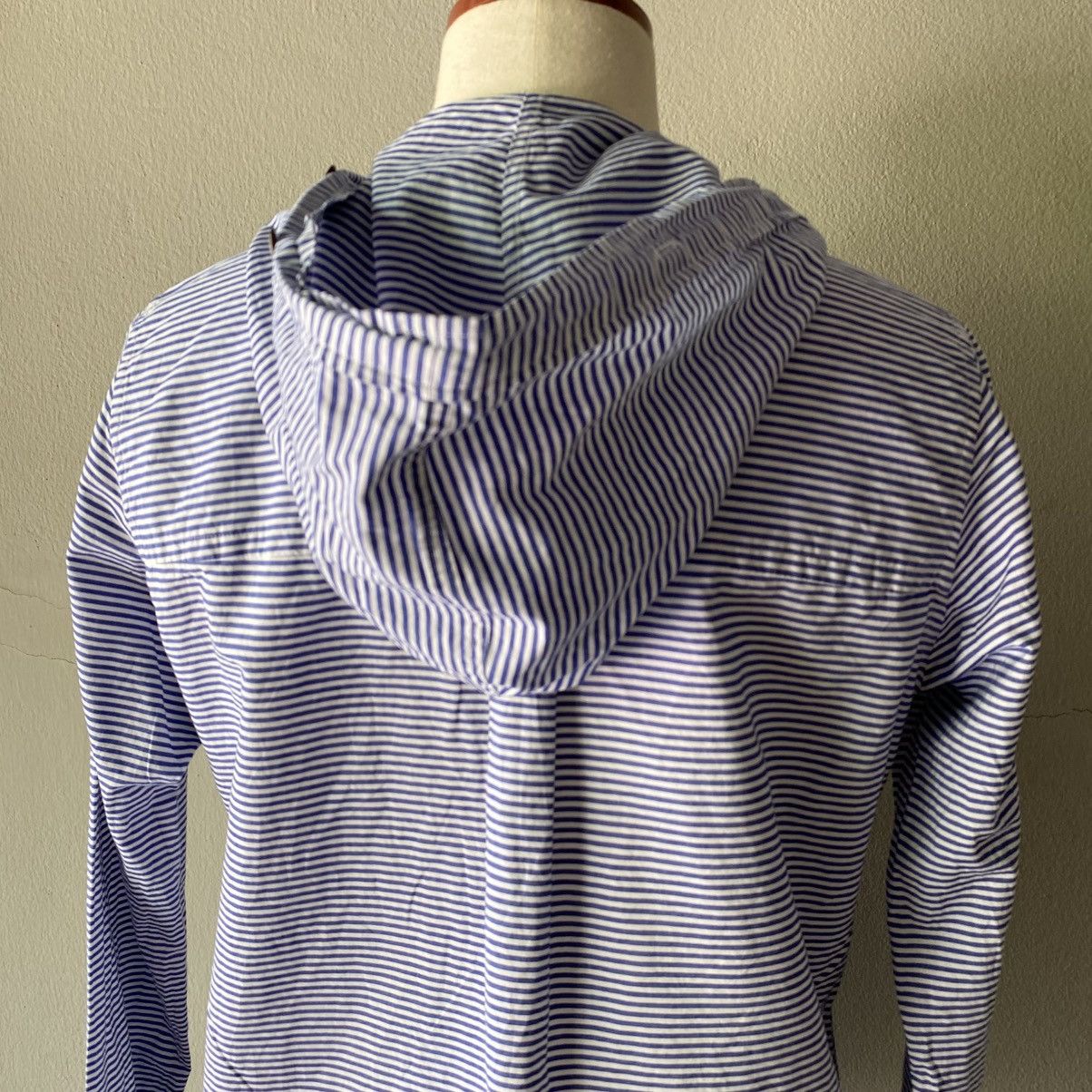 FRAPBOISH Blue Striped Hoodie Sailor Collar Shirt