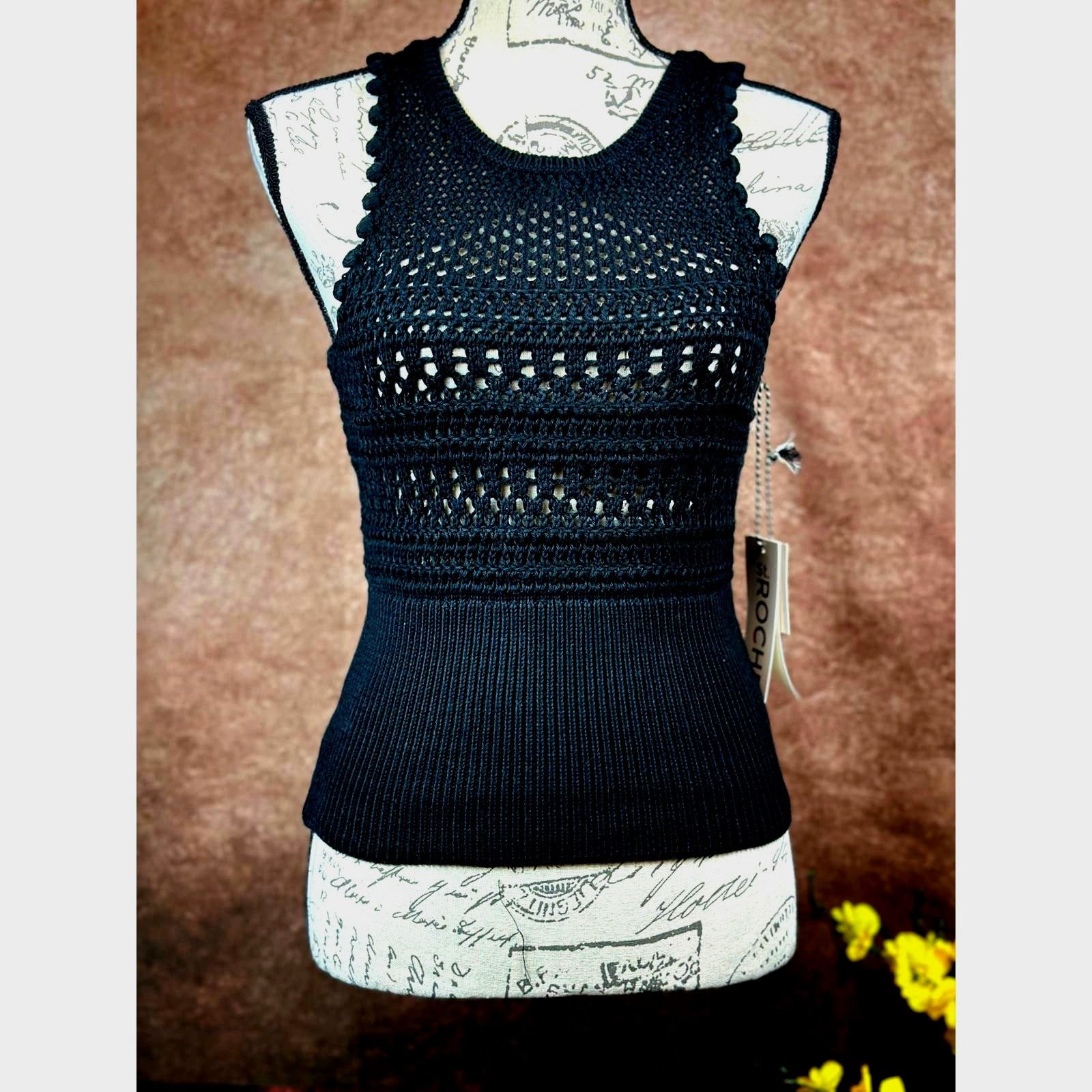 Other St Roche Crochet Semi Sheer Sleeveless Marilyn Tank Blck XS Size XS / US 0-2 / IT 36-38 - 2 Thumbnail