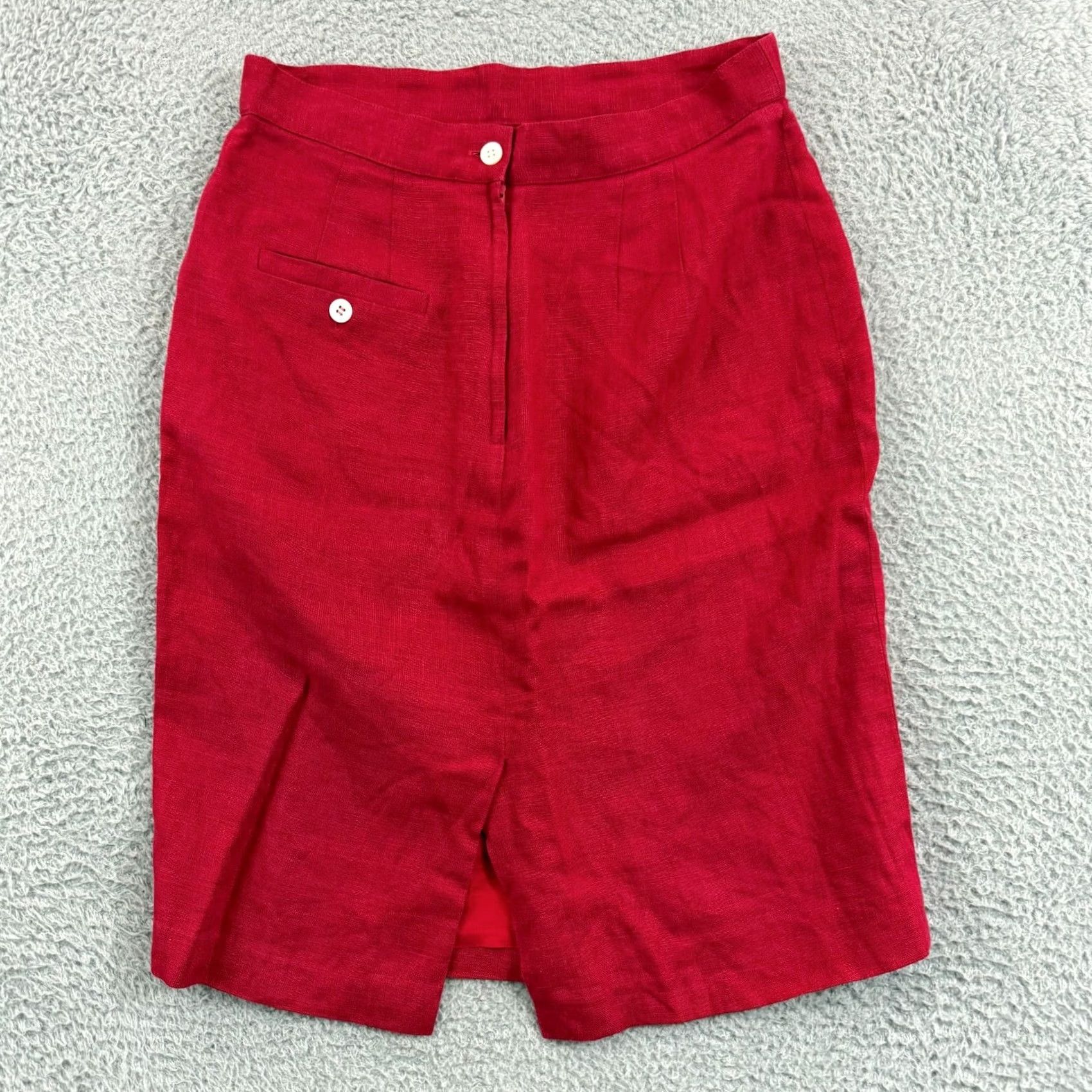 Brooks Brothers VINTAGE Brooks Brothers Skirt Womens Knee Length Red 12 Linen 80s Pencil Size 34" / US 12 / IT 48 - 6 Thumbnail