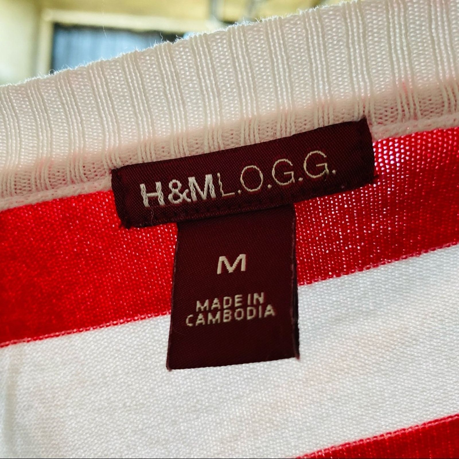 Vintage VINTAGE H&M Red White VNeck Striped Cropped Pullover Sweater Size M / US 6-8 / IT 42-44 - 6 Thumbnail