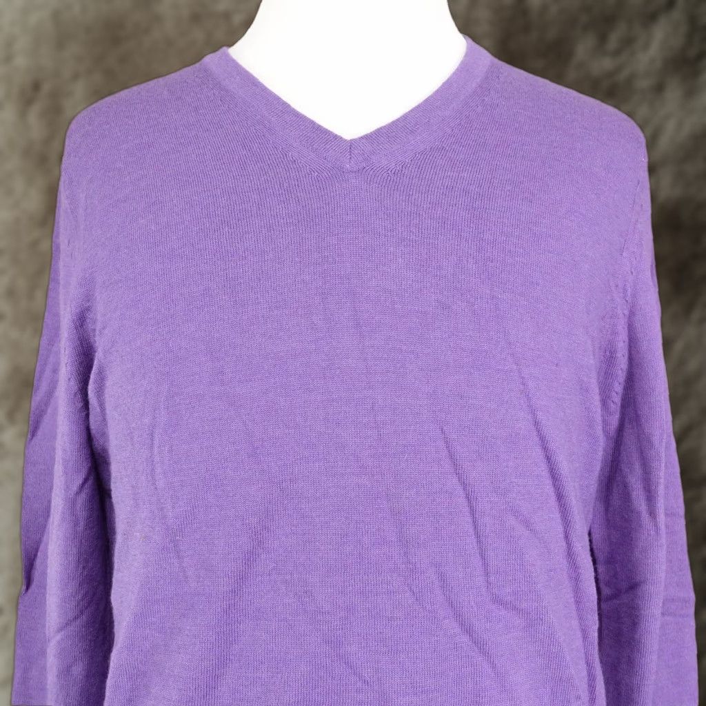 Express VINTAGE? No. The item is Express Mens Large Purple Italian Merino Wool V-Neck Pullover Fine Knit Sweater Size US L / EU 52-54 / 3 - 1 Thumbnail