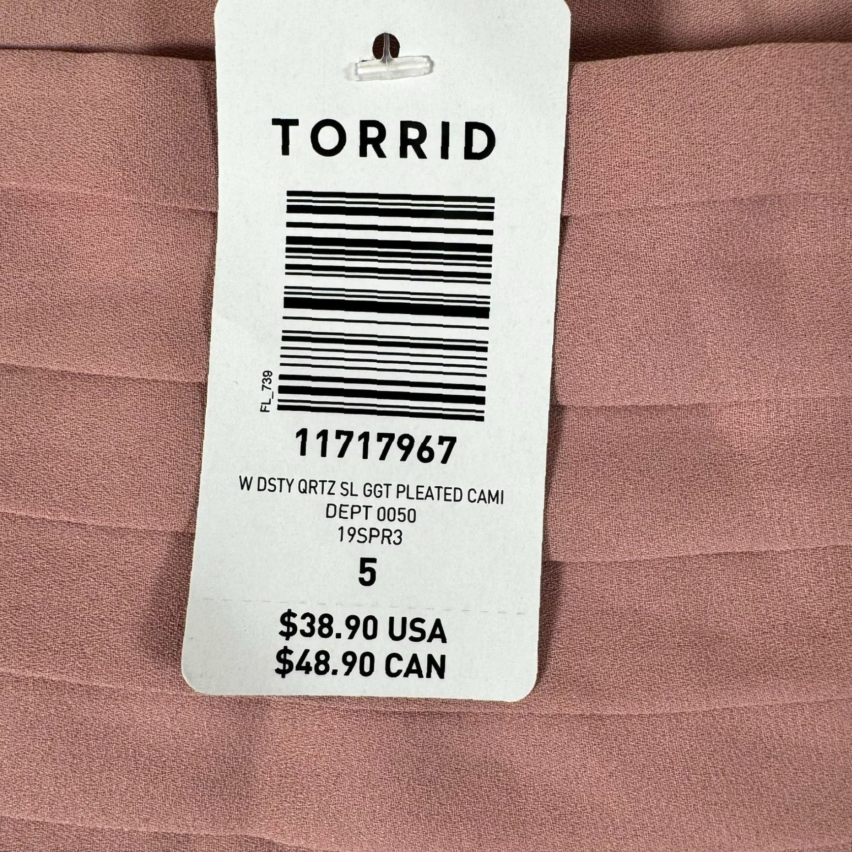 Torrid Torrid Cami Plus Size 5XL Tank Women's Pink Square Neck Spaghetti Strappy Pleated Fairycore Minimalist Flowy Chic Sleeveless 5XL Size XXL / US 16-18 / IT 52-54 - 4 Thumbnail