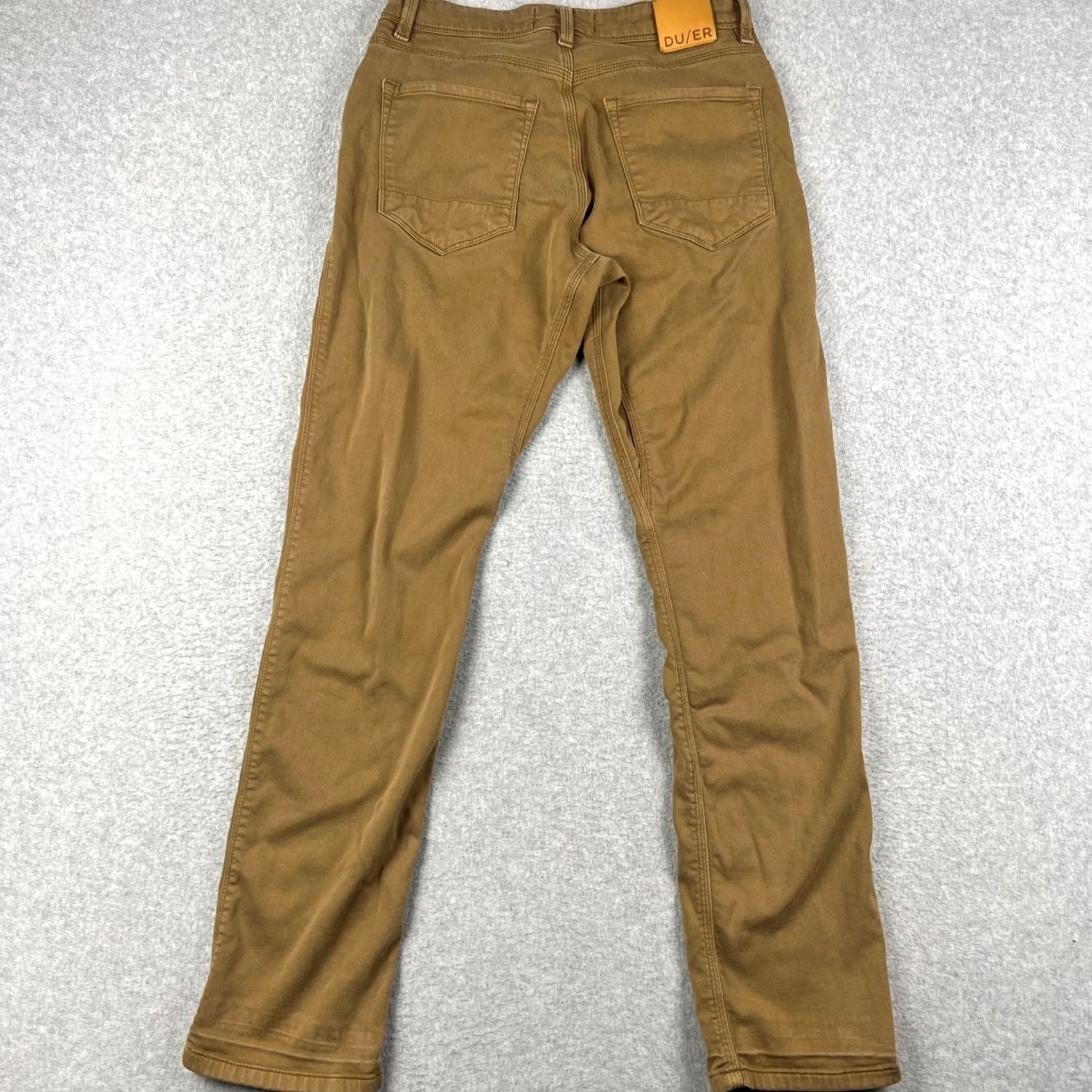 DUER DU/ER N2X Relaxed Taper Pants 31x32 Mens Beige Chino N2X Logo Pockets 5-Pocket Design Casual Workwear Knit Stretch Cotton Blend Size US 31 - 2 Thumbnail