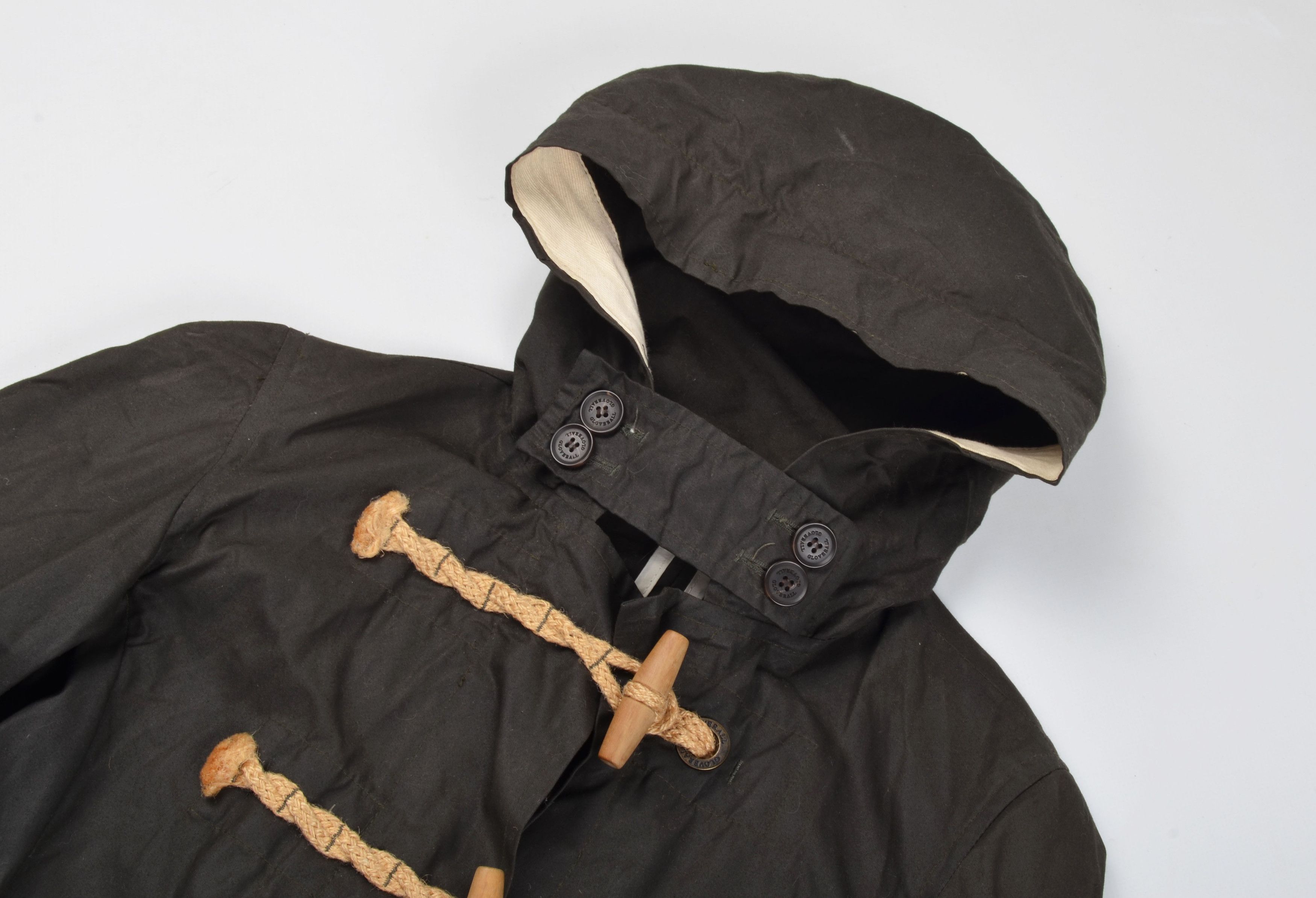 Gloverall Waxed Cotton Hooded Duffle Coat