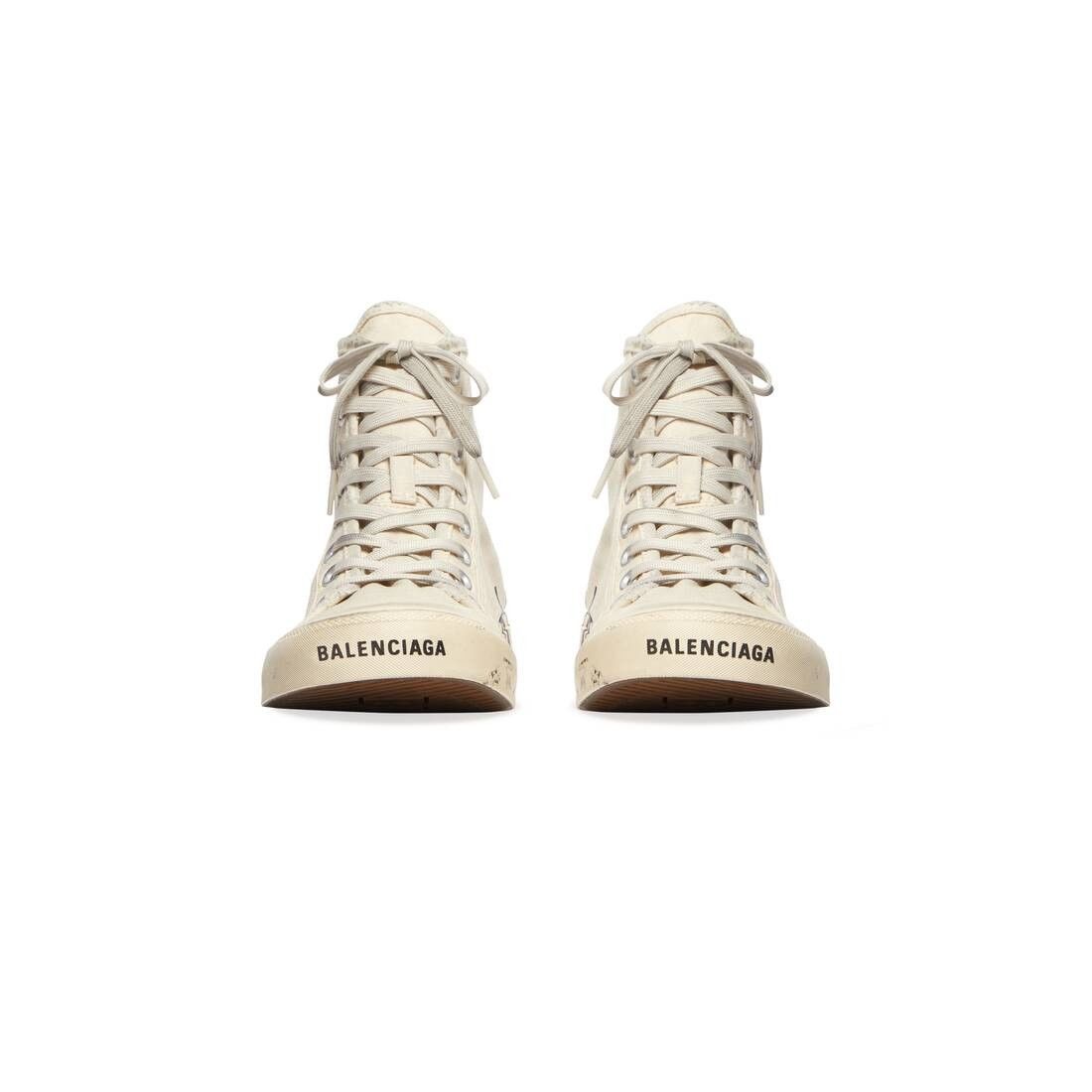 Balenciaga o1mt1gz0824 Paris High Top Graffiti Sneaker in Cream Size US 14 / EU 47 - 3 Thumbnail