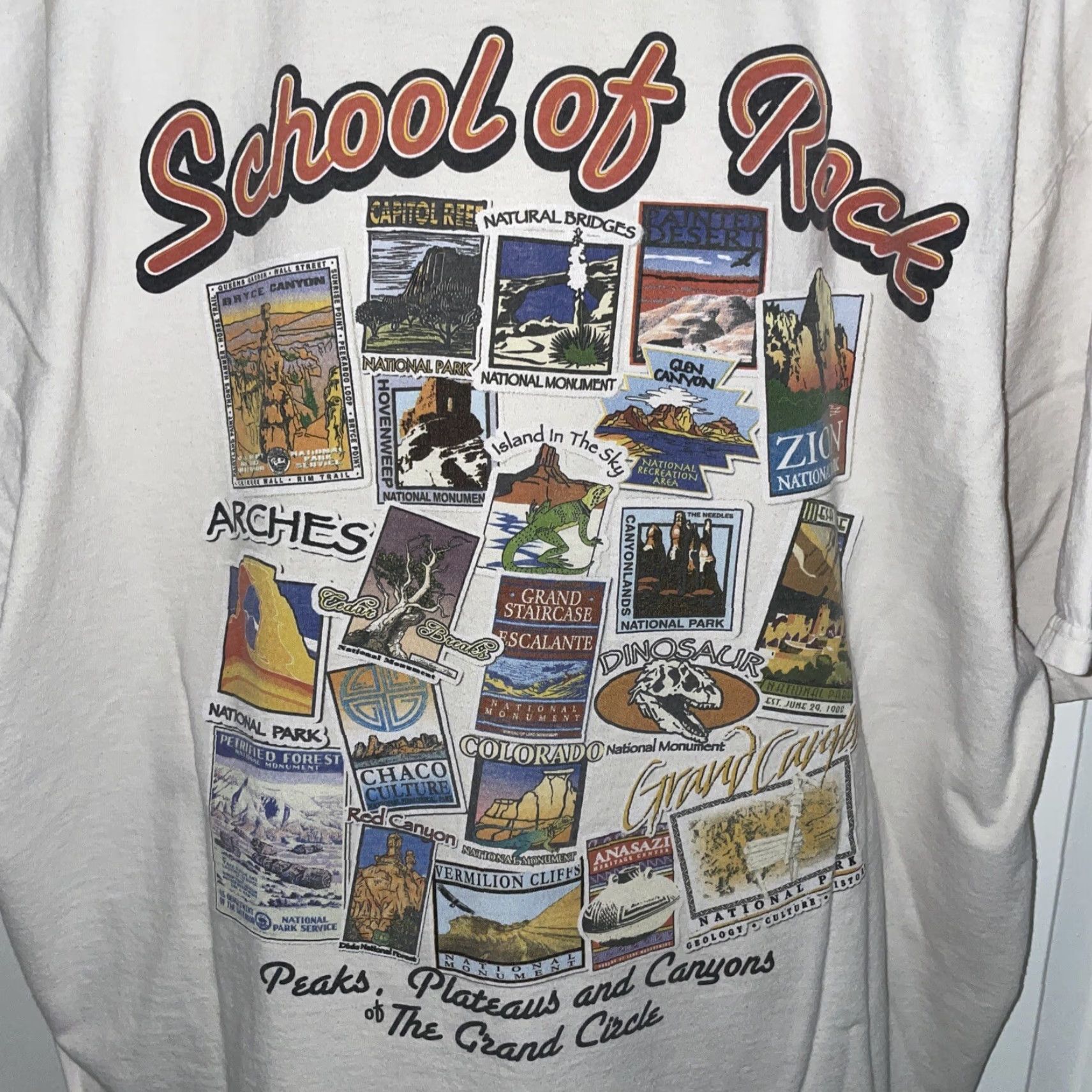 Anvil VINTAGE Zion Canyon T Shirt White 2XL Anvil Organic School Of Rock Back Hit Men T-Shirt Size US XXL / EU 58 / 5 - 4 Thumbnail