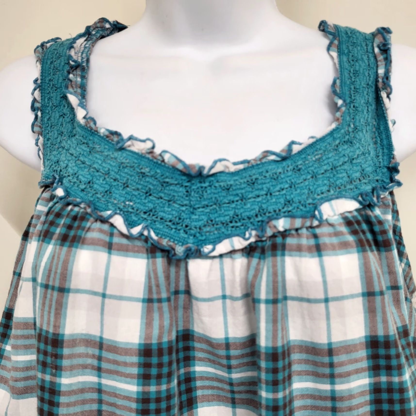 Vintage Cato Tank Top Women XL Sleeveless Plaid Scoop Neck Top Blue Spruce Plaid Top Size XL / US 12-14 / IT 48-50 - 2 Thumbnail