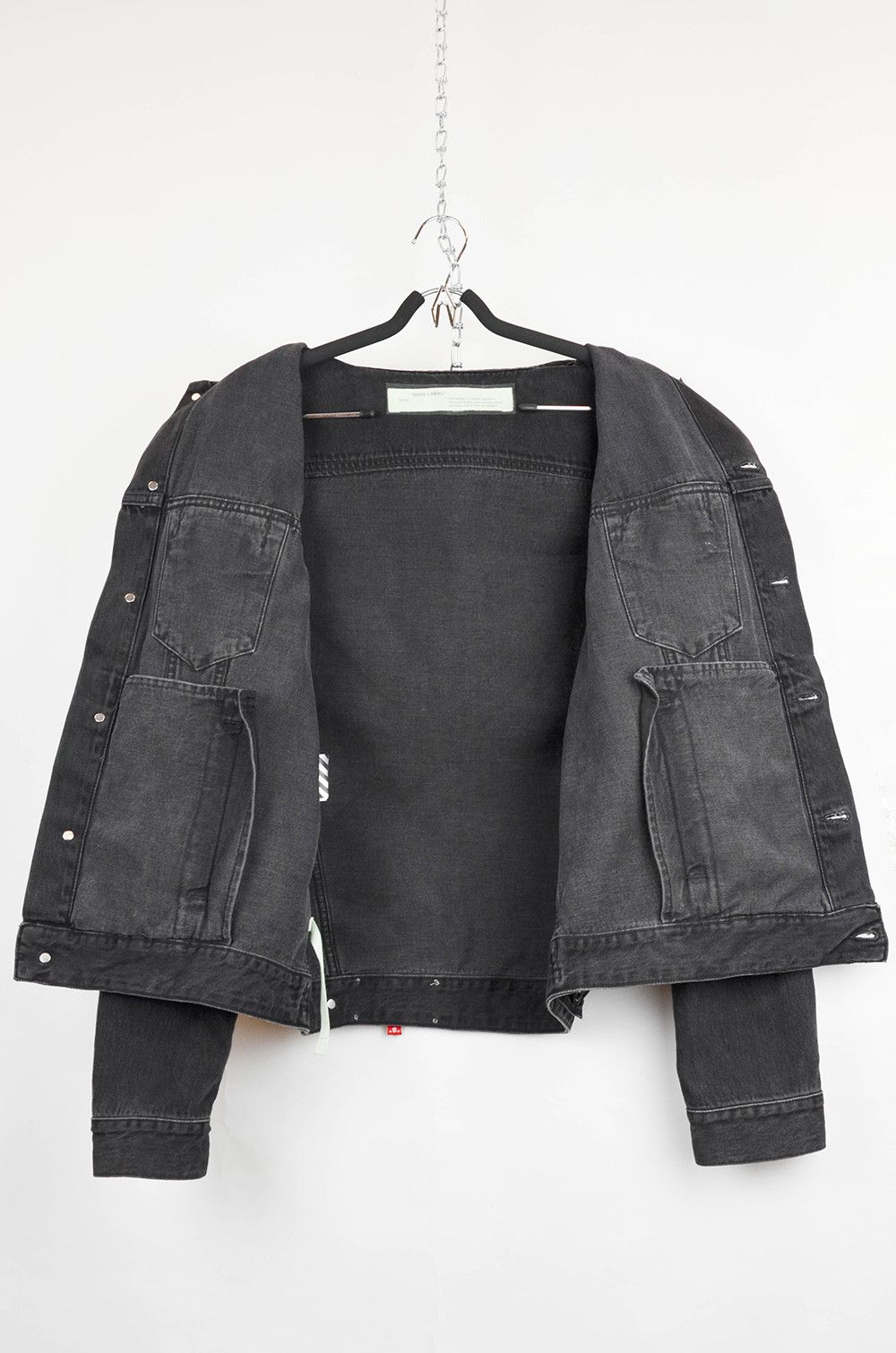 Off-White × Virgil Abloh Off-White Fire Line Do Not Cross Denim Jacket – L Size US L / EU 52-54 / 3 - 3 Thumbnail