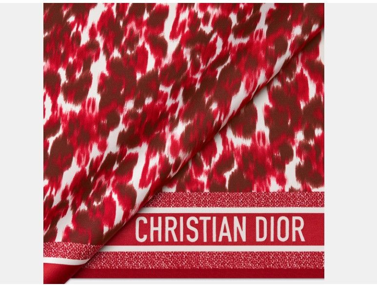Dior o1w1db10425 35WID0 Size: OS / Square Scarf in Red & Ivory Size ONE SIZE - 4 Thumbnail