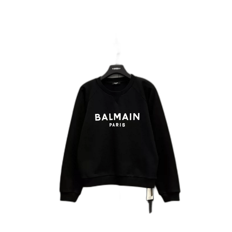 Balmain BALMAIN Black Logo Print Sweatshirt Size US L / EU 52-54 / 3 - 1 Thumbnail