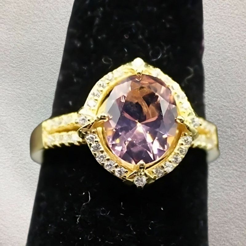 Ringspun Pigeon Egg Ring 925 Sterling Silver 18k Yellow Gold/Pink 7 Size ONE SIZE - 2 Thumbnail