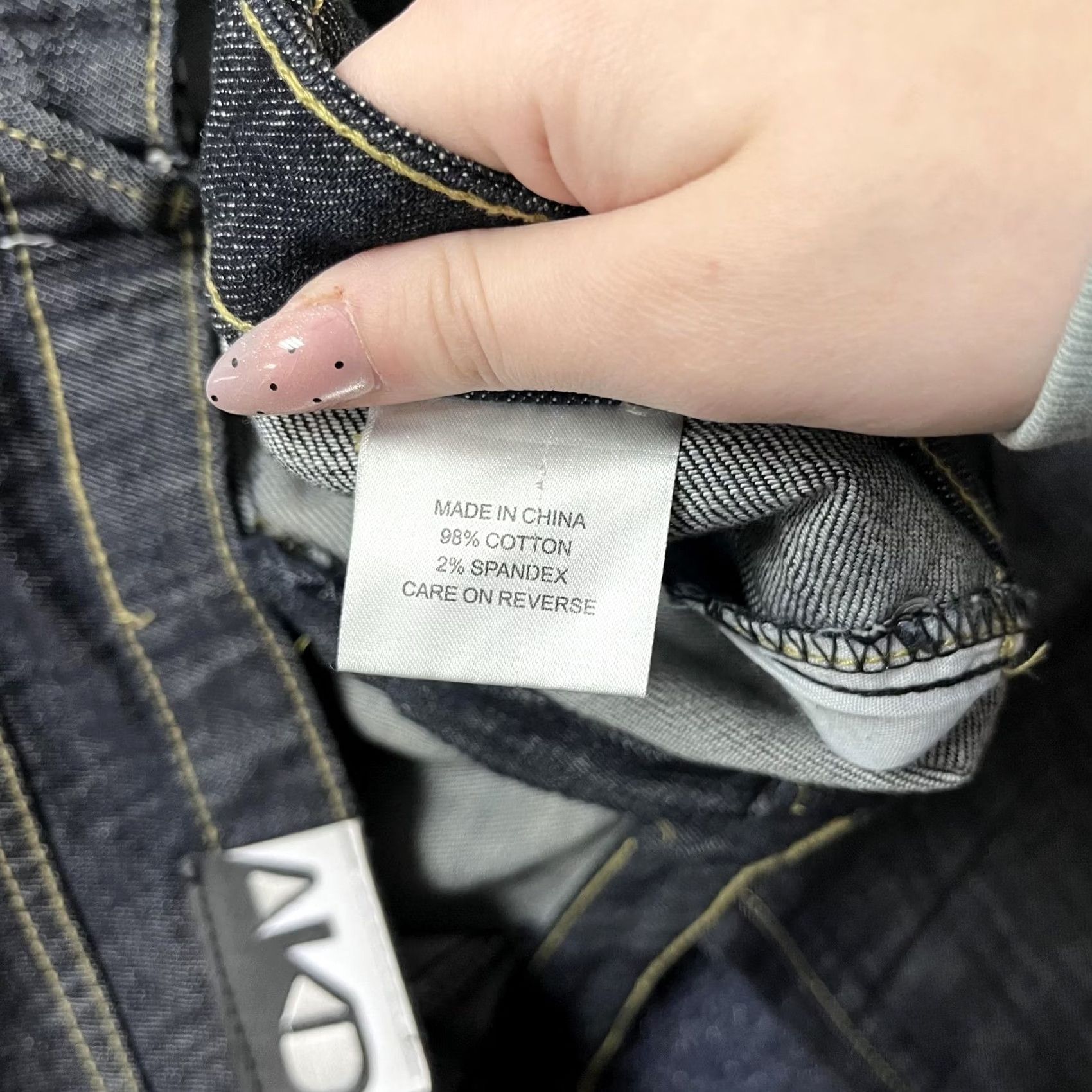 Denime Y2K AKDMKS Jeans Mens 38 x 32 Dark Wash Slim Straight Denim Zip Pockets Blue Size US 38 / EU 54 - 6 Thumbnail