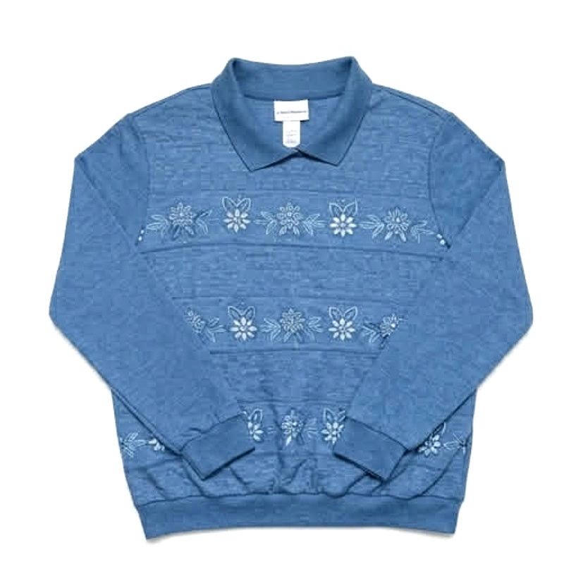 Other NEW Alfred Dunner Blue Floral Embroidered Collar Sweater XL Size XL / US 12-14 / IT 48-50 - 1 Thumbnail