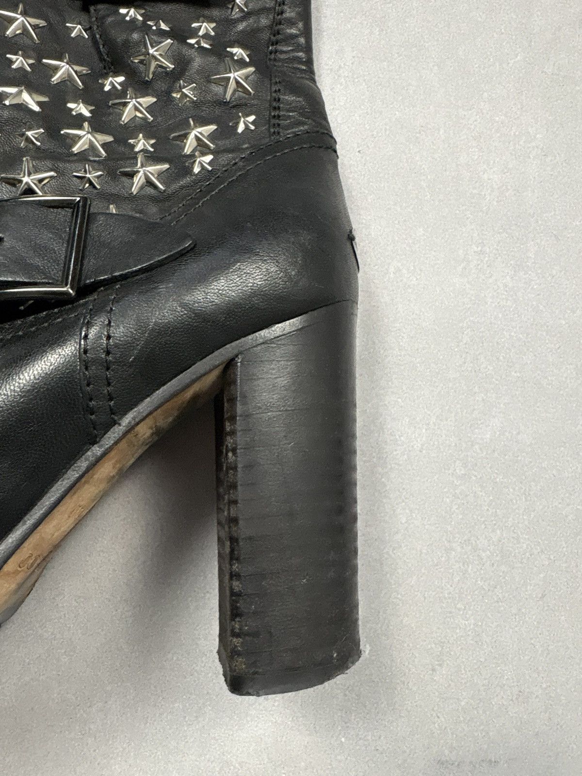 Jimmy Choo Jimmy Choo Star Stud Leather Ankle Boots Buckle Heels Black Size US 10 / IT 40 - 8 Thumbnail
