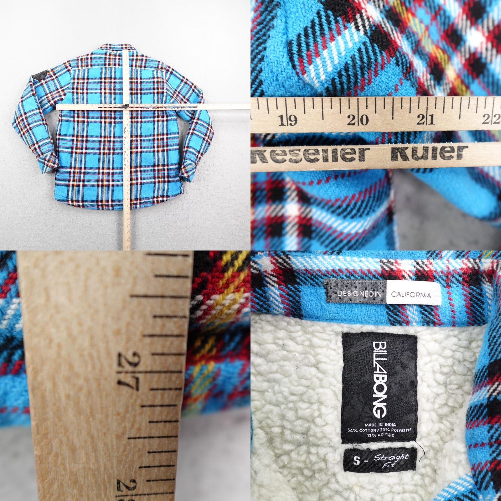 Billabong Billabong Jacket Mens Small Blue Plaid Sherpa Lined Flannel Shirt Shacket Surfer Size US S / EU 44-46 / 1 - 8 Thumbnail