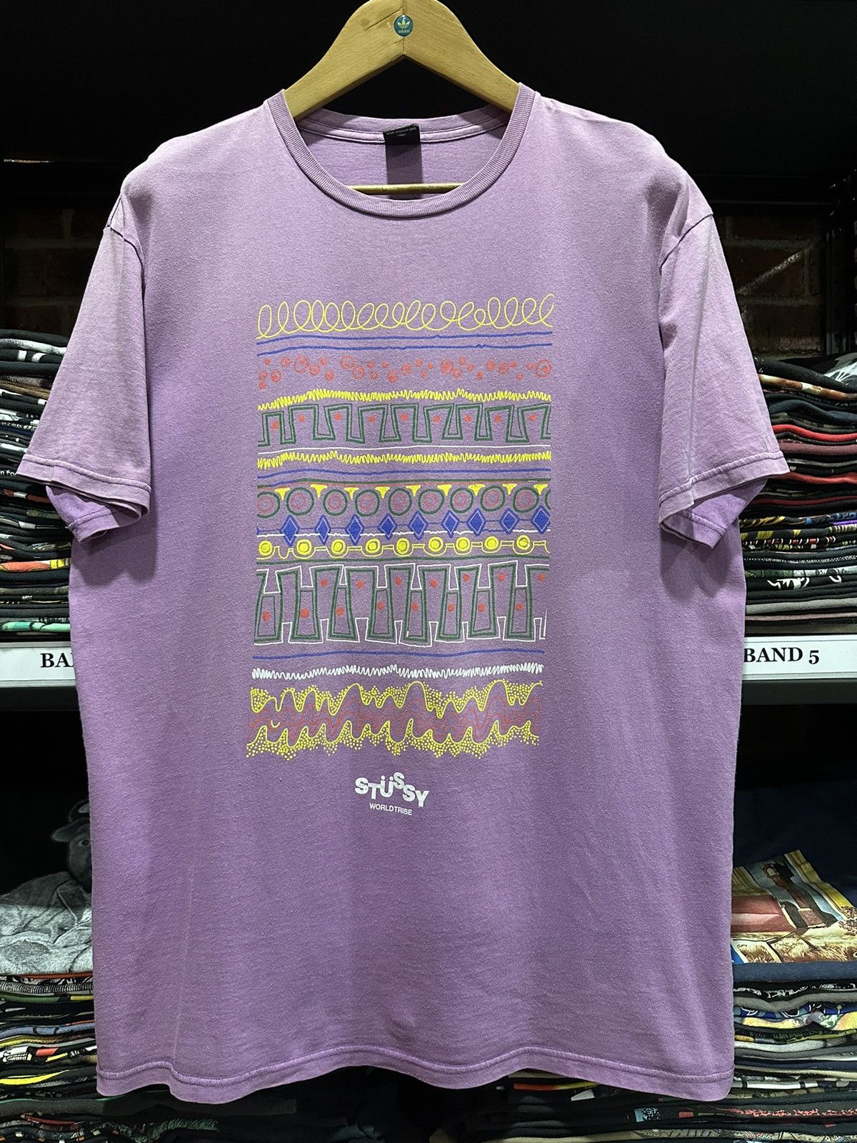 Stussy Stussy Worldtribe Bright Colourful Faded Tee Size US XL / EU 56 / 4 - 1 Thumbnail
