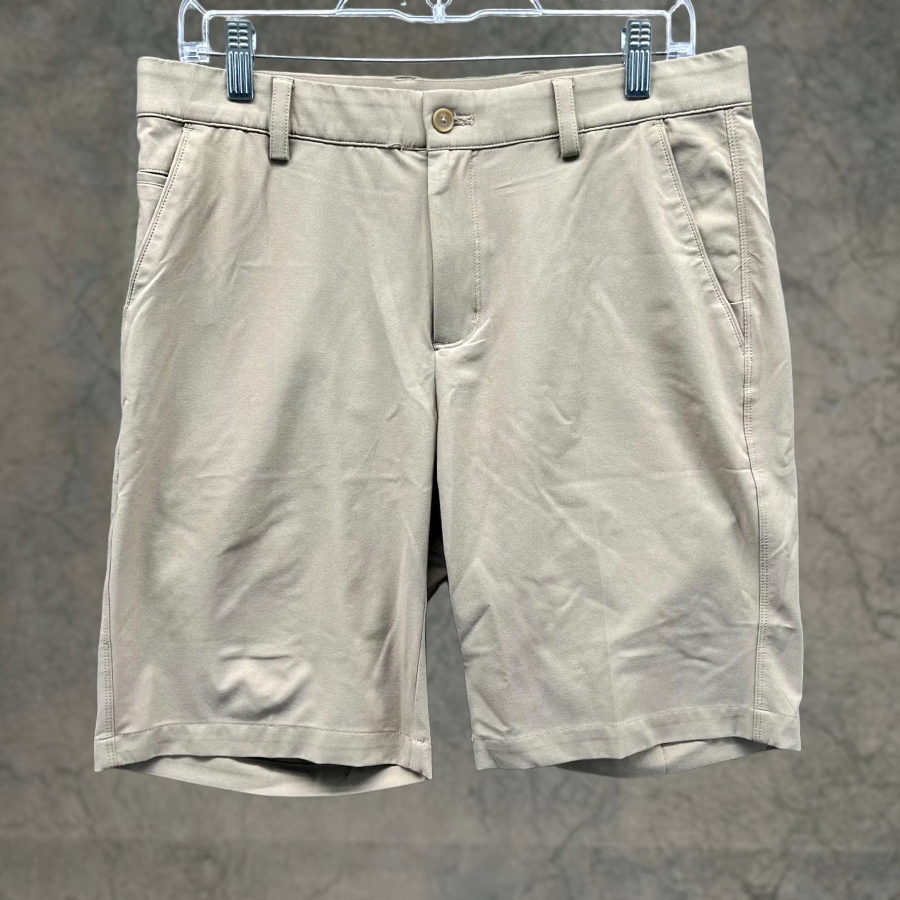 Vintage Greg Norma Shorts Mens 32 Beige Chino Flat Front Tan Khaki Stretch Golf Golfer Vintage? No Size US 32 / EU 48 - 1 Thumbnail
