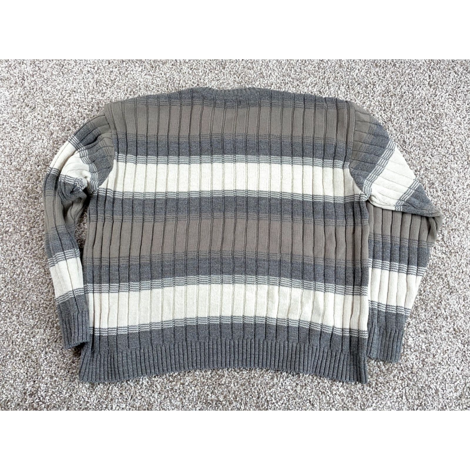 Vintage VINTAGE MunsingWear Chunky-Knit Striped Sweater Adult Large Gray Beige Mens Size US L / EU 52-54 / 3 - 3 Thumbnail