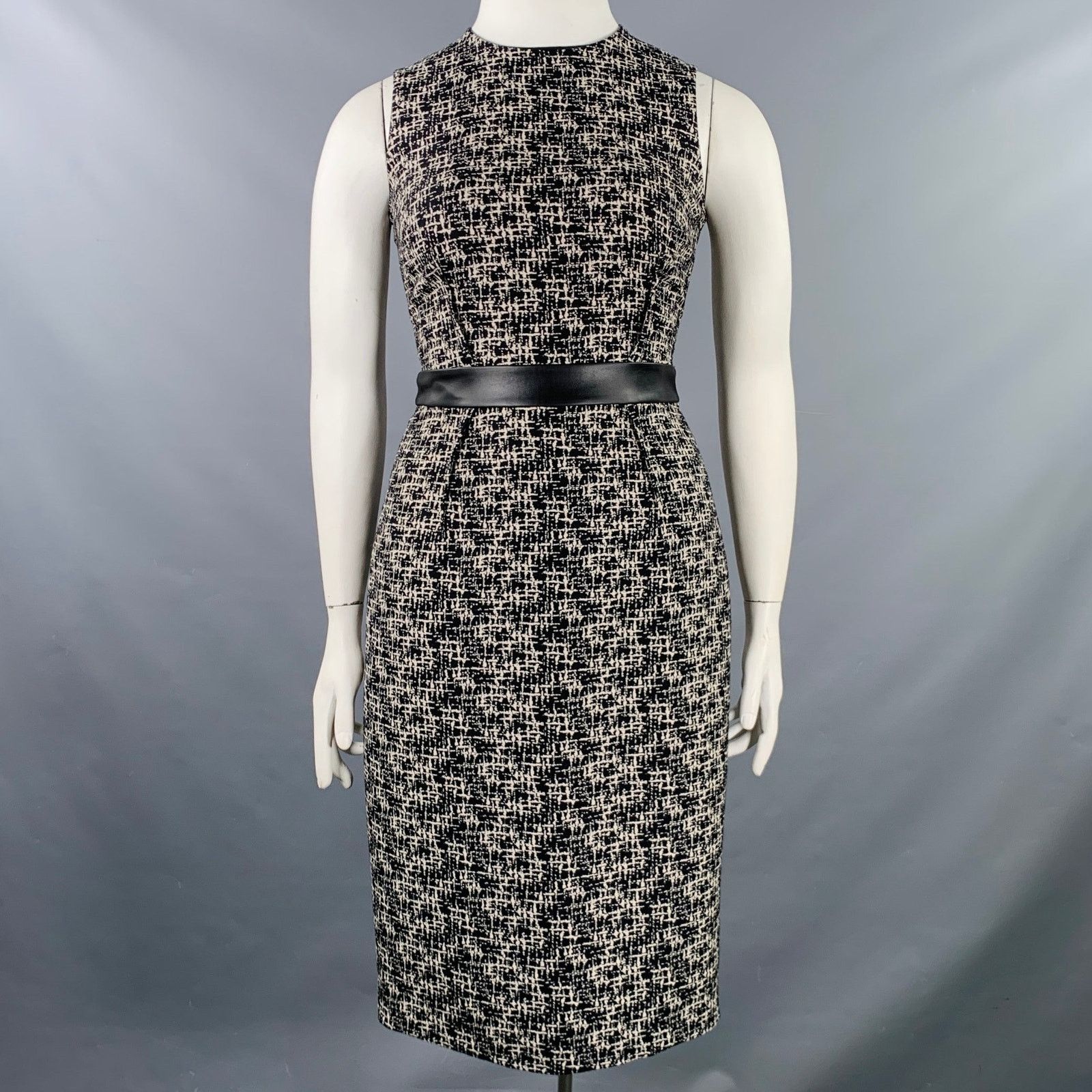 Michael Kors Size 10 Black White Wool Tweed Shift Dress Jacket Set Size L / US 10 / IT 46 - 5 Thumbnail