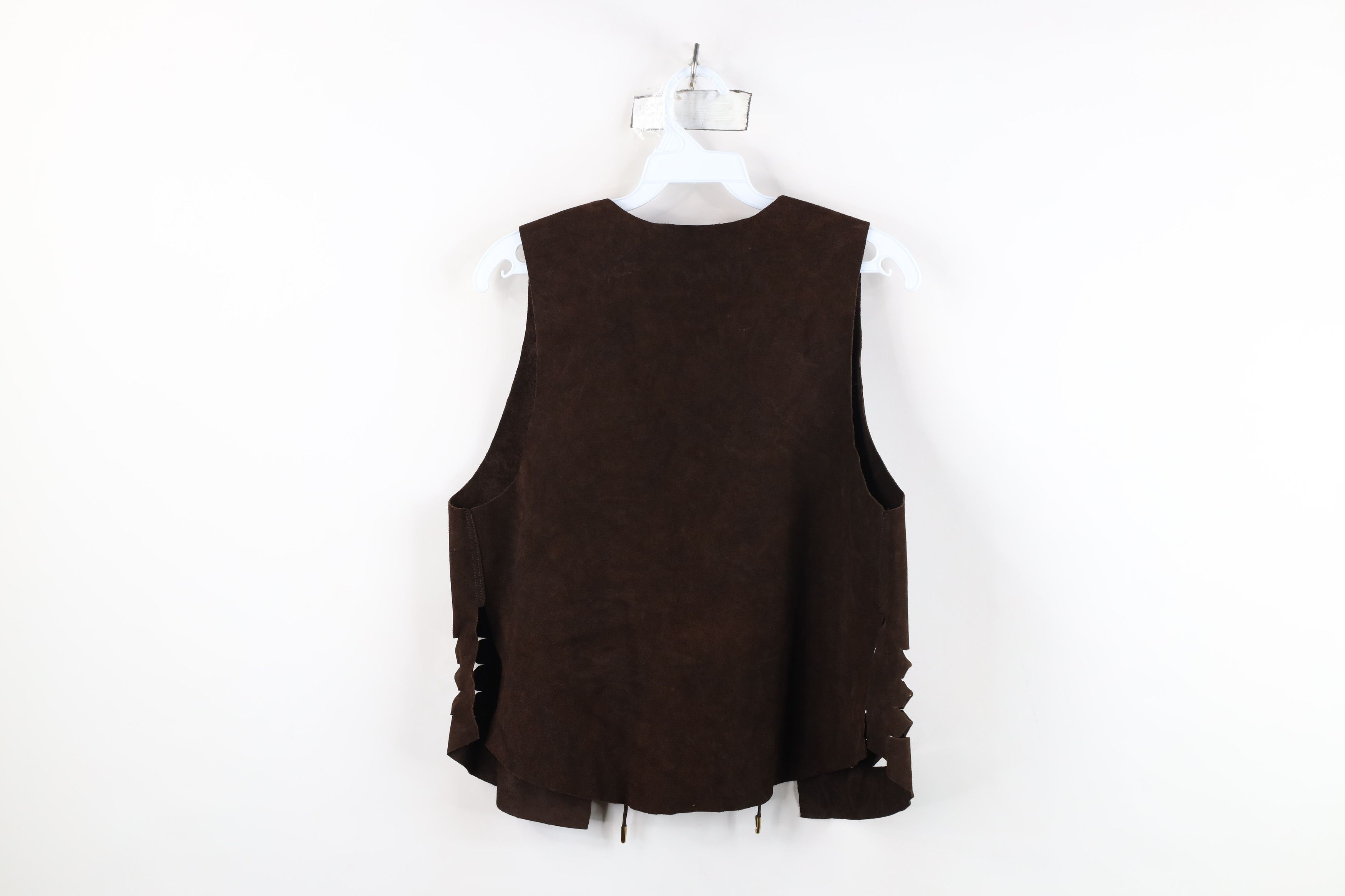 Vintage Vintage 60s 70s Boho Chic Riveted Suede Leather Vest Size M / US 6-8 / IT 42-44 - 14 Thumbnail