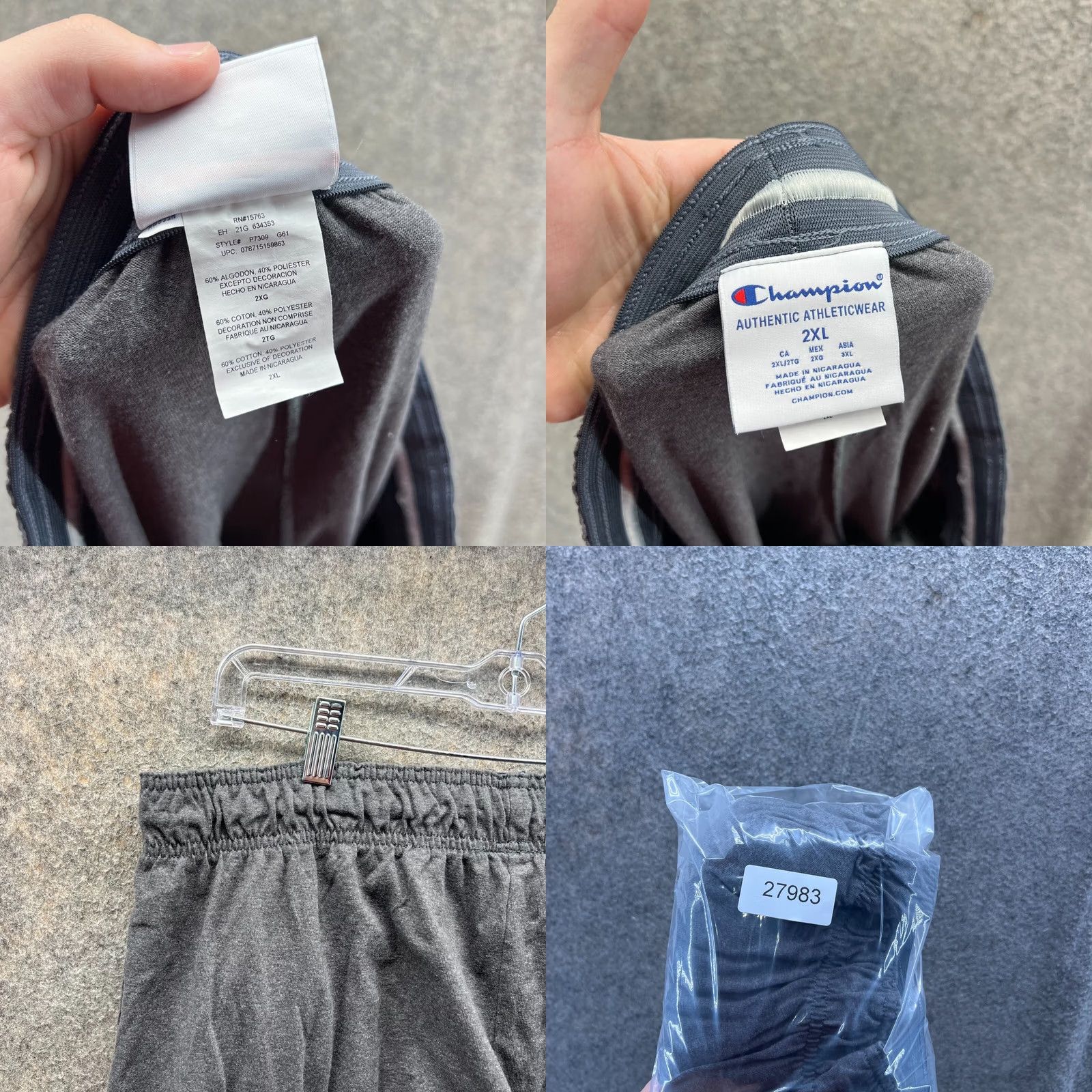 Champion Champion Sweatpants Mens 2XL Gray Fleece Athletic Straight Sweatpants with Pockets Size US 36 / EU 52 - 8 Thumbnail