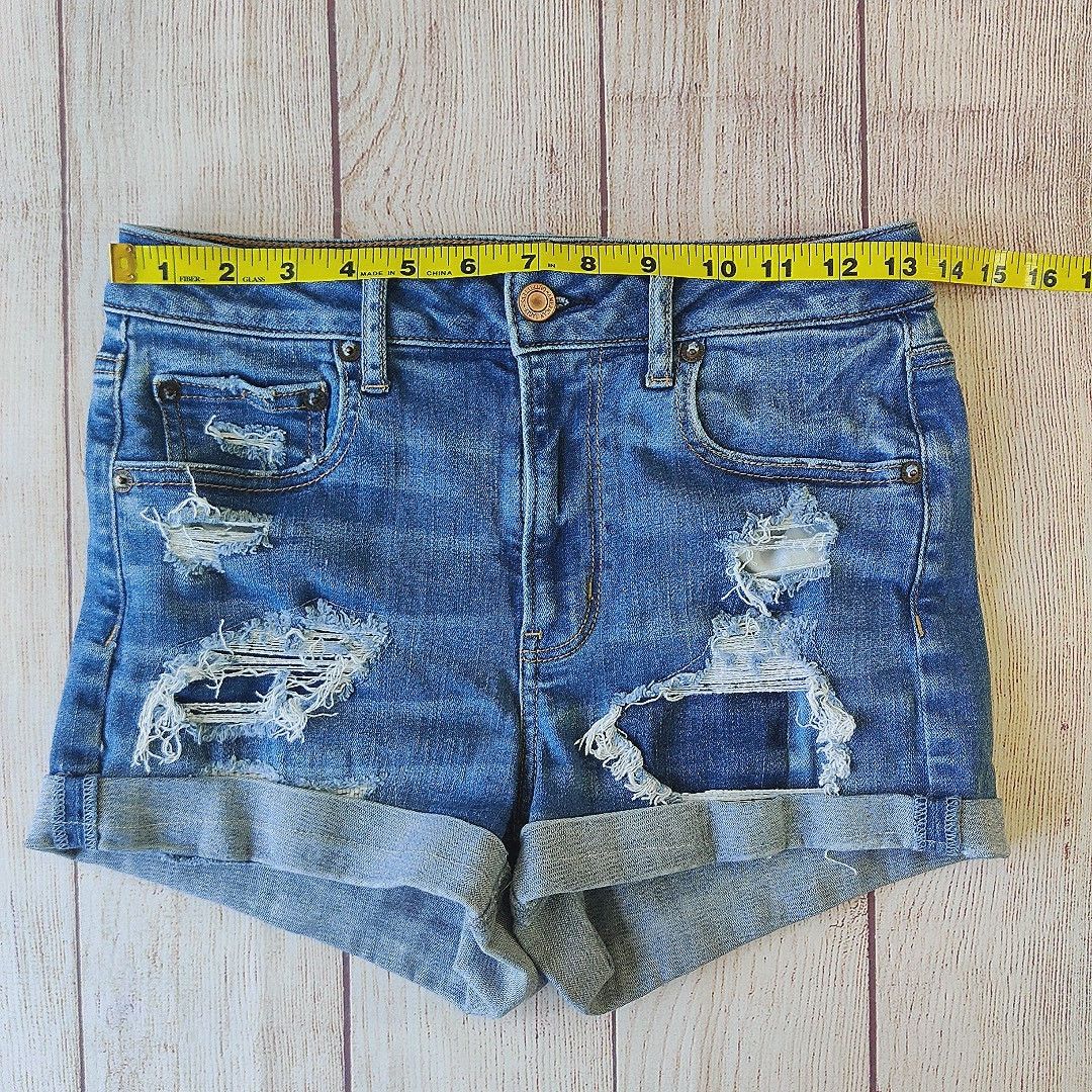 American Eagle Outfitters Super Hi-Rise Shortie cuffed denim shorts 4 Size 27" / US 4 / IT 40 - 7 Thumbnail