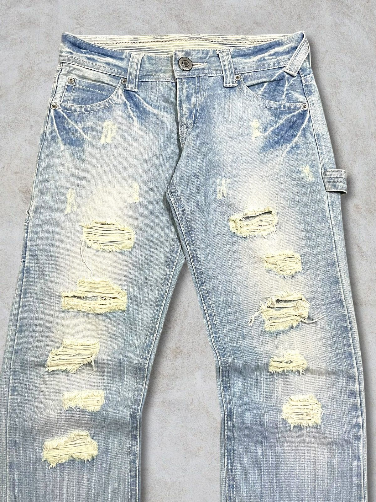 Japanese Brand Vintage Japanese Sick Carpenter Distressed Faded Wash Jeans Size US 31 - 2 Thumbnail