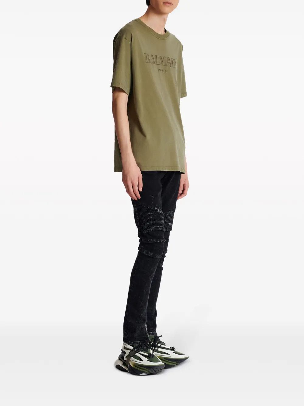 Balmain o1y0426 Logo Crewneck T-Shirt in Military Green Size US XS / EU 42 / 0 - 3 Thumbnail