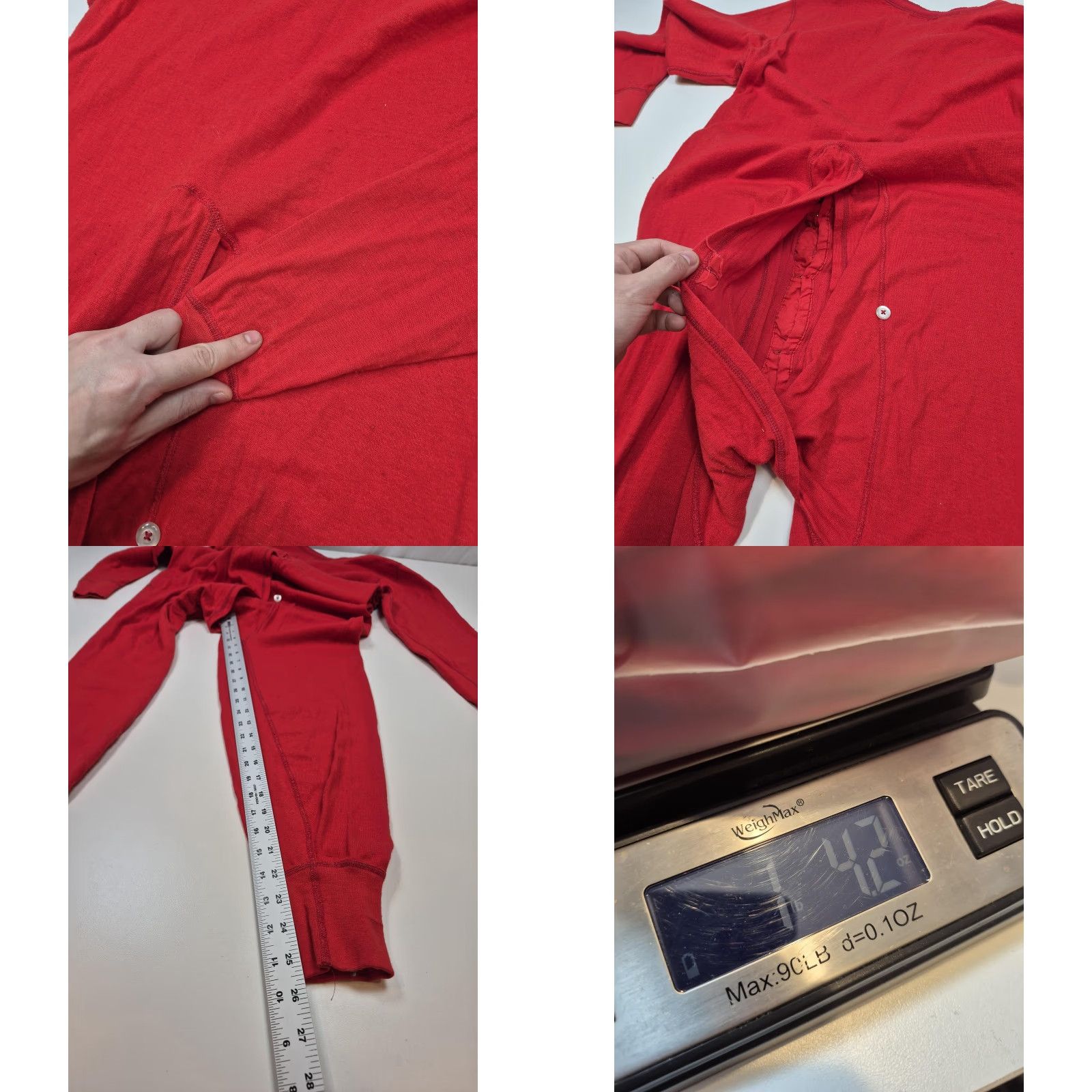 Vintage L.L.Bean Long Johns Mens Large Red Thermal Union Suit USA Base Layer Jersey Wool Cotton Long Underwear Mens Large Red Thermal Union Suit Size 42R - 8 Thumbnail