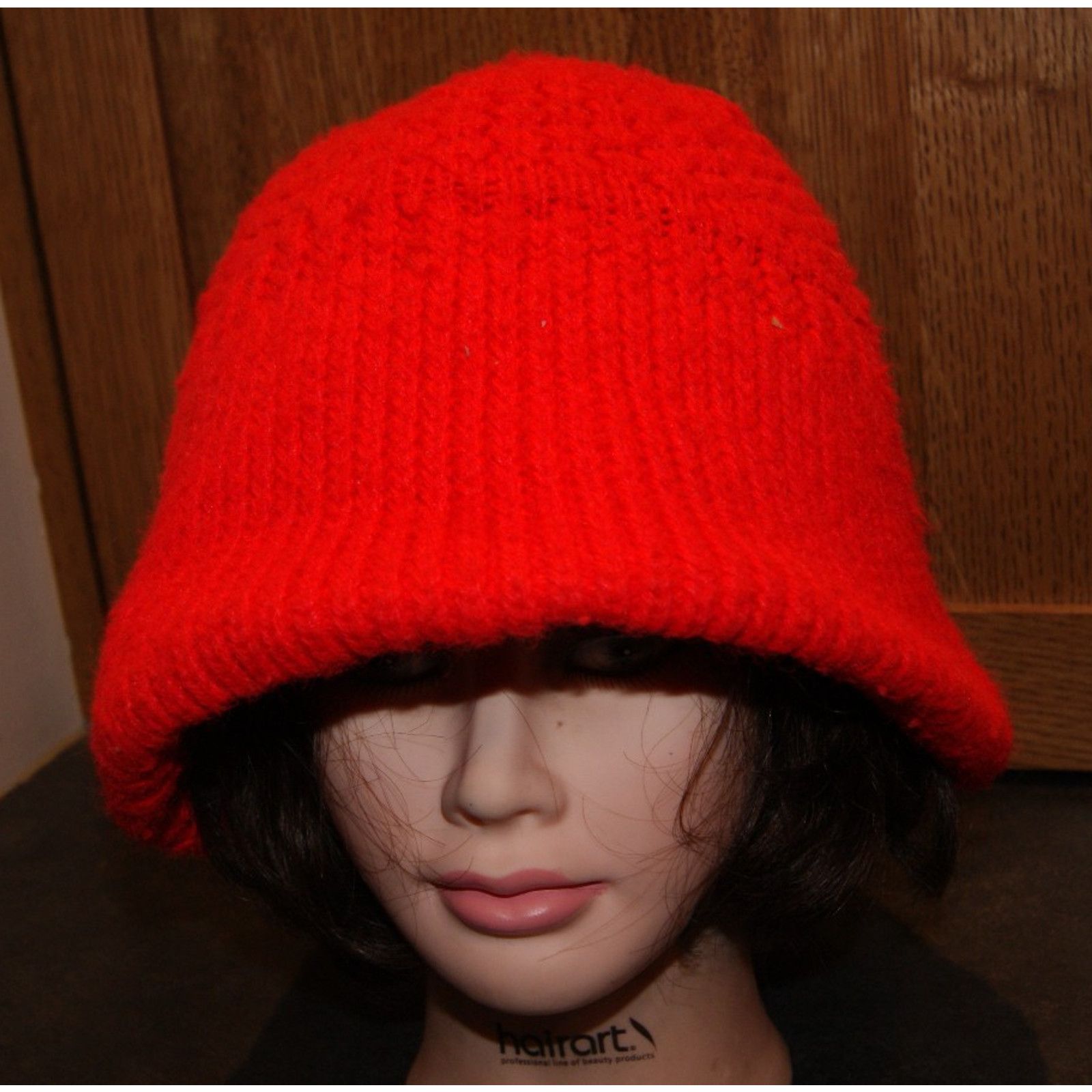 Vintage VTG Womens Red Winter Knit Hat Cap Bucket Loose Brim BOHO Size ONE SIZE - 2 Thumbnail