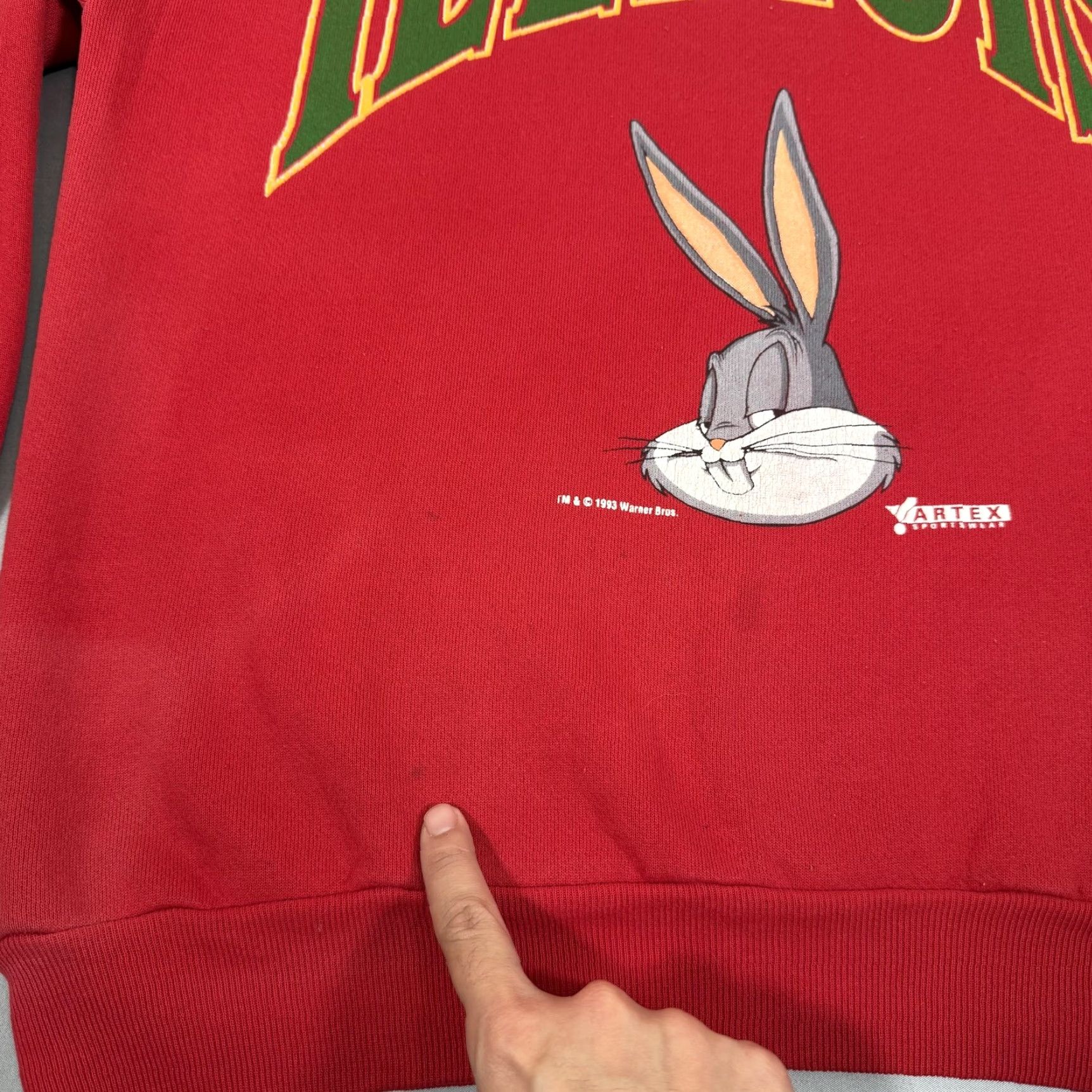 Vintage VINTAGE Artex Sweatshirt Mens Large Red Bugs Bunny Illinois 90s Cartoon College University Graphic Print Crew Neck Pullover Fleece Size US L / EU 52-54 / 3 - 6 Thumbnail