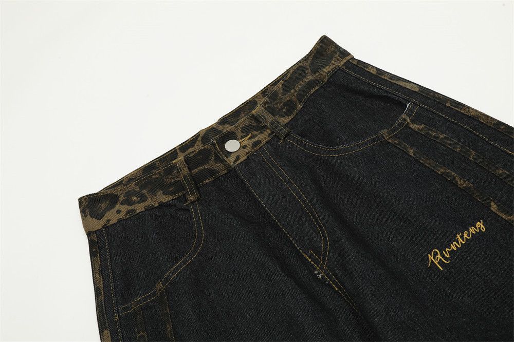 Japanese Brand × Jean Men's straight-leg leopard print jeans with side stripes Size US 32 / EU 48 - 3 Thumbnail