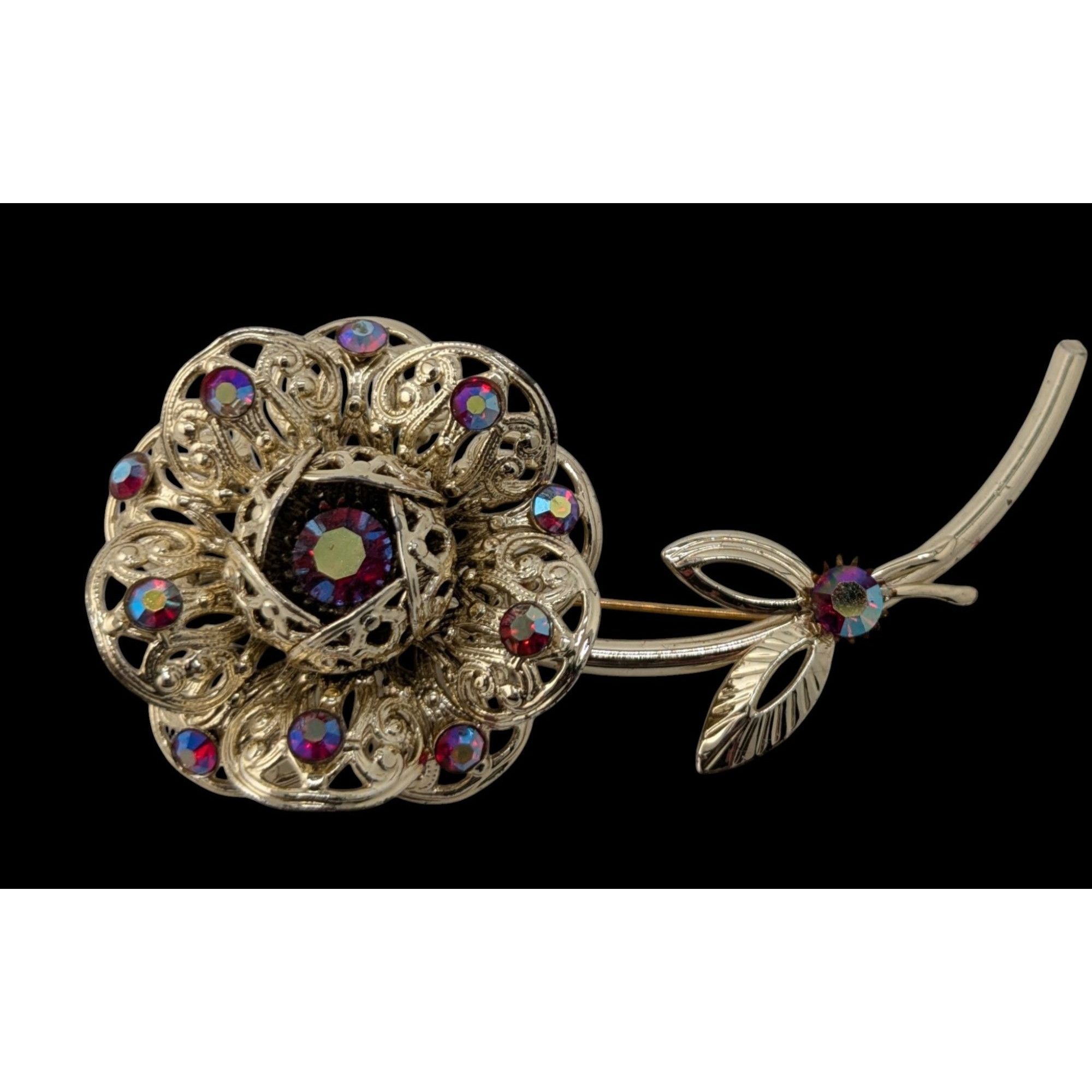 Other Vintage Sarah Coventry Flower Brooch With Gold Tone Aurora B Size ONE SIZE - 1 Thumbnail