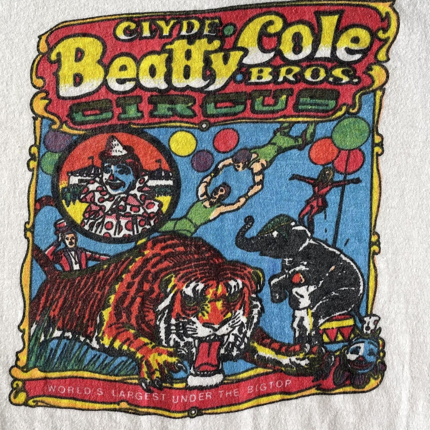 Vintage VINTAGE Clyde Beatty Cole Bros Circus Shirt Mens XL White Crew Neck Short Sleeve Graphic Print 80s Size US XL / EU 56 / 4 - 2 Thumbnail