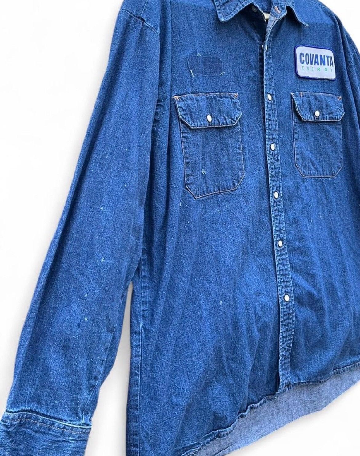 Other Vintage Pearl Button Covanta Blue Denim Button-Up Work Shirt Size US XXL / EU 58 / 5 - 3 Thumbnail