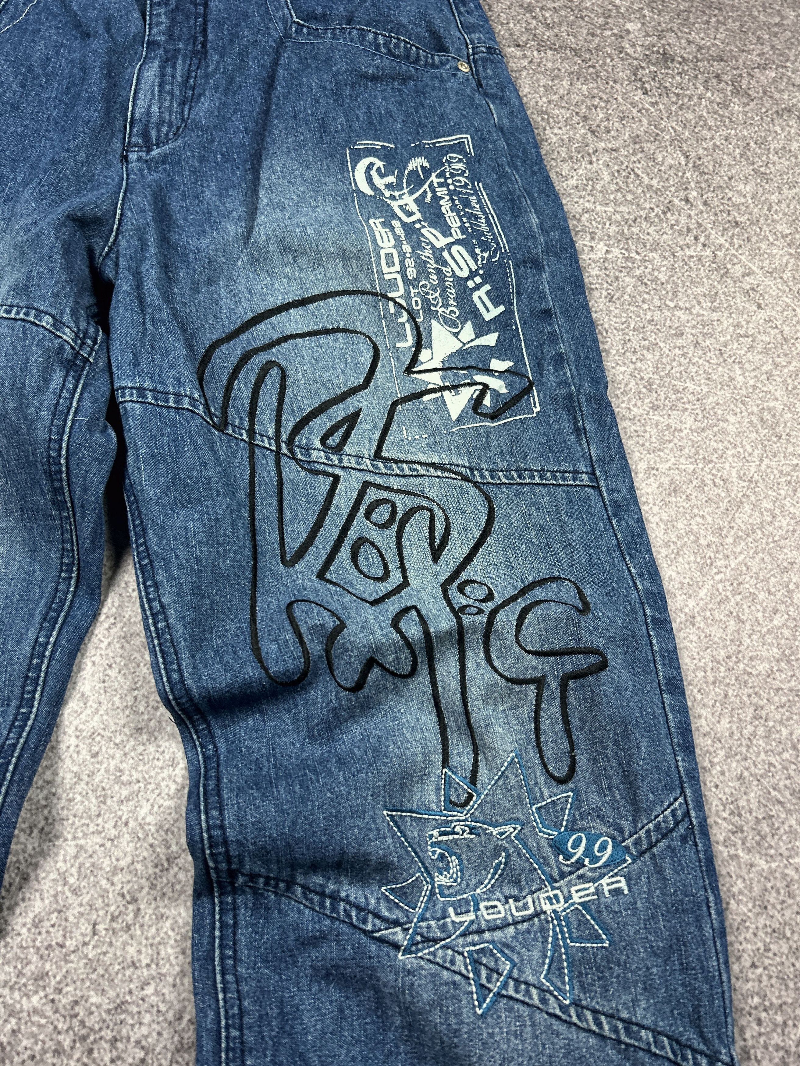 Designer VTG Baggy Rap SK8 JNCO Balenci Style Washed Jeans Y2K Size US 32 / EU 48 - 3 Thumbnail