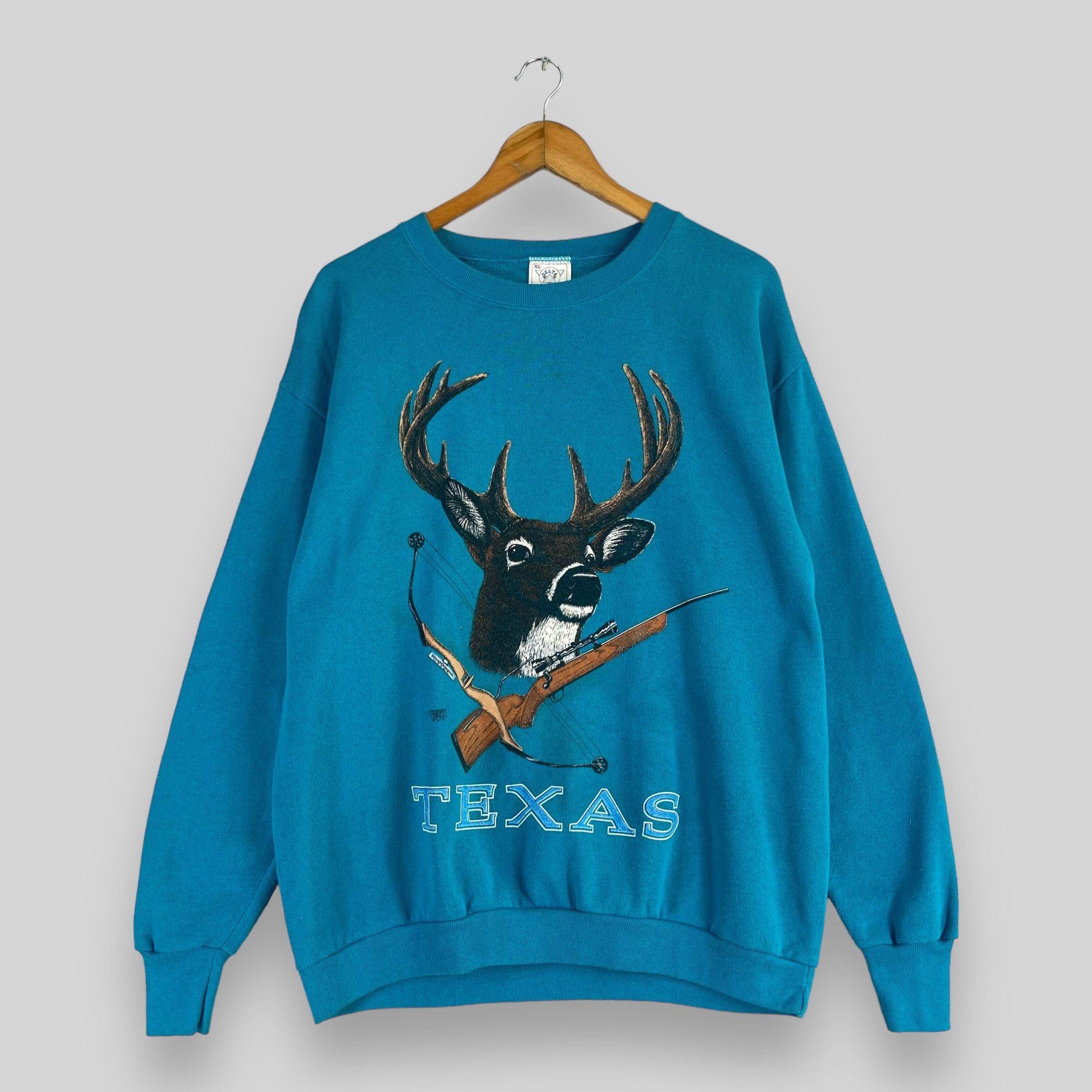 Habitat × Vintage Vintage 90s TEXAS Moose Deer Forest Printed Sweatshirt Size US L / EU 52-54 / 3 - 1 Thumbnail