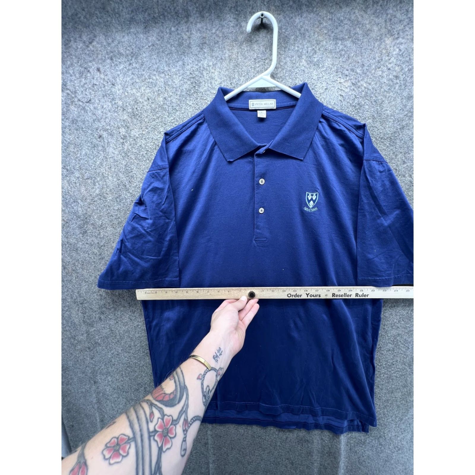 Peter Millar Peter Millar Polo Shirt Mens L Blue Solid Minisink Logo Short Sleeve Casual Size US L / EU 52-54 / 3 - 5 Thumbnail