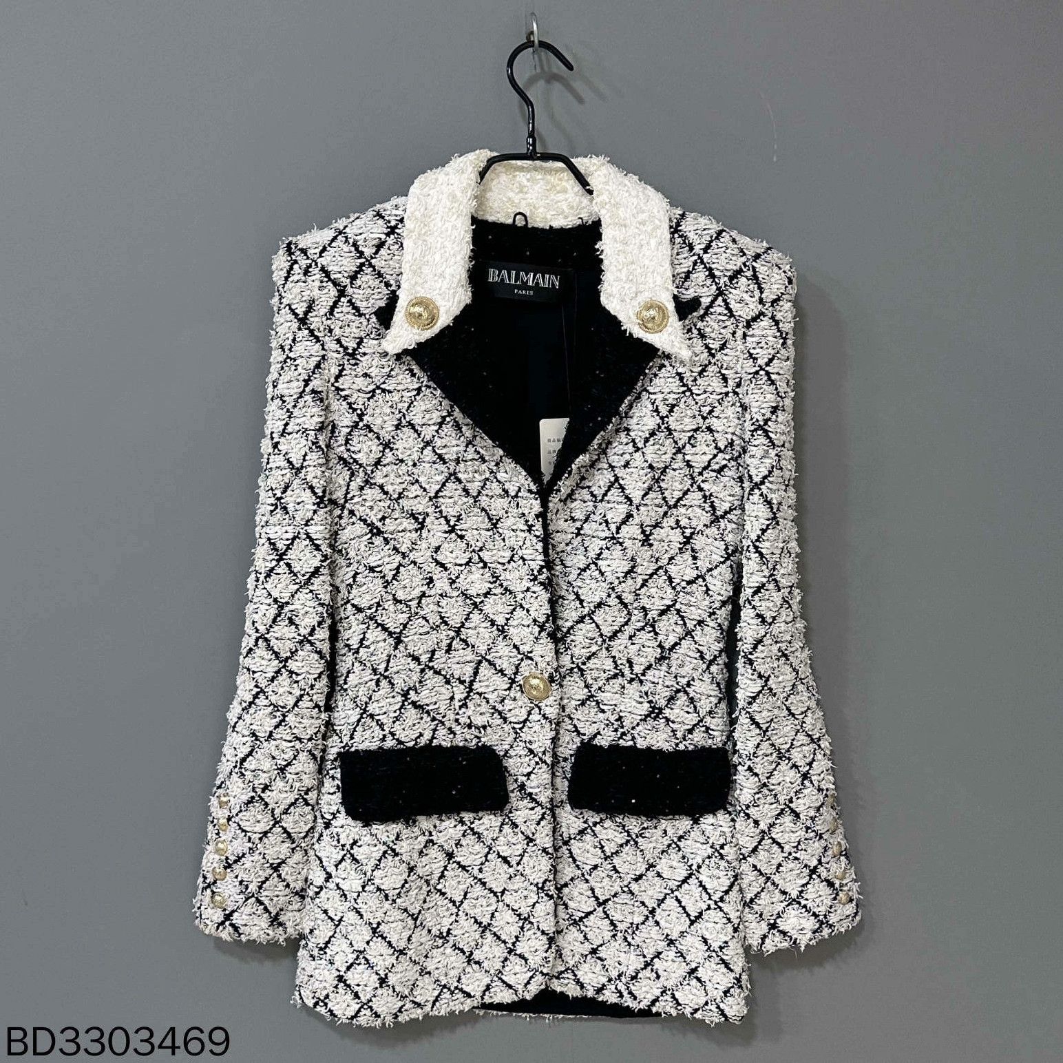 Balmain Balmain Plaid White Coat S Women Size S / US 4 / IT 40 - 1 Thumbnail