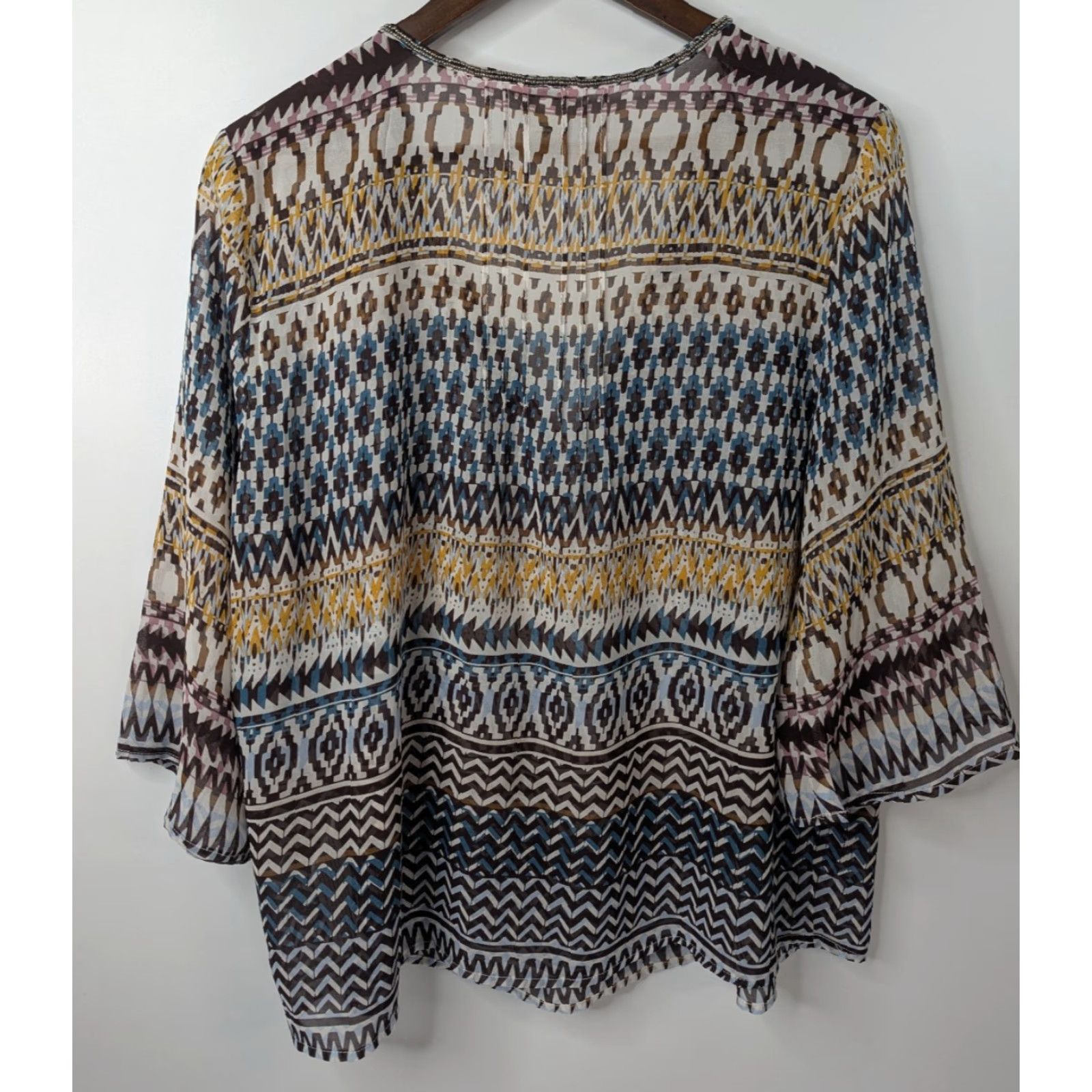 Ariat Ariat Tunic Shirt Geometric Beaded Chiffon Bohemian Western Print 3/4 Sleeve V-Neck Size M Multicolor Casual Womens Size M / US 6-8 / IT 42-44 - 4 Thumbnail
