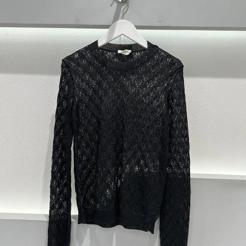 Yves Saint Laurent YSL Black Knit Long Sleeve Sweater for Women 0089 Size S / US 4 / IT 40 - 1 Thumbnail