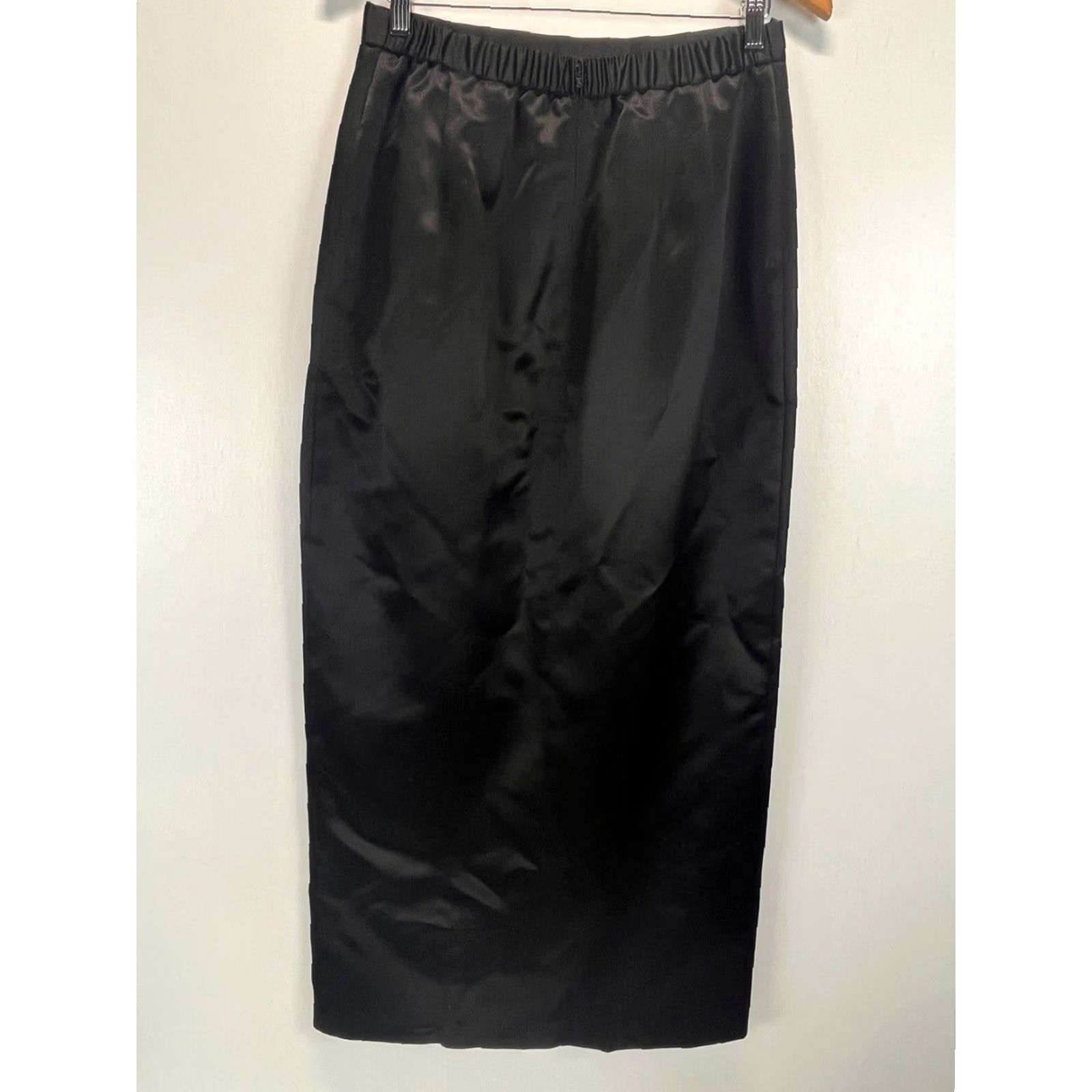 Alex Evenings Alex Evenings Women’s Long Skirt Formal Black Satin Size 14 GUC Side Slit Elastic Waist Size 36" / US 14 / IT 50 - 3 Thumbnail