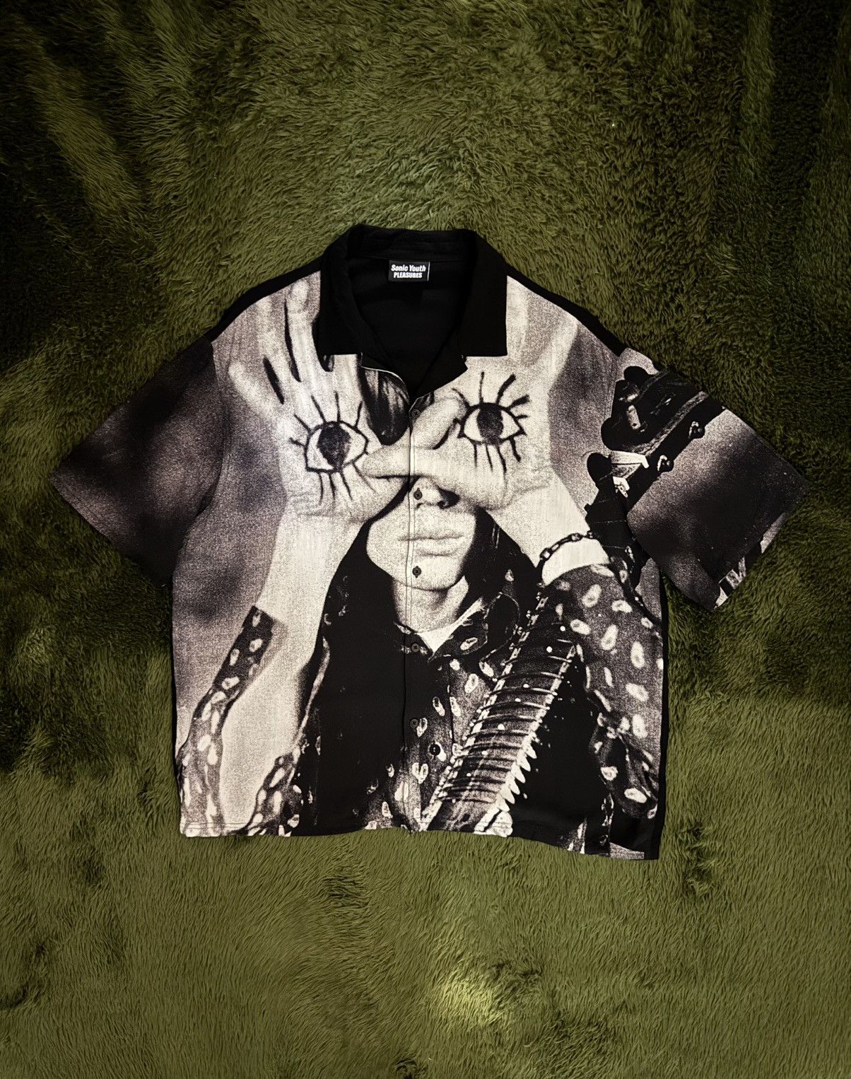 [XL] PLEASURES x Sonic Youth Open Collar Rayon Shirt