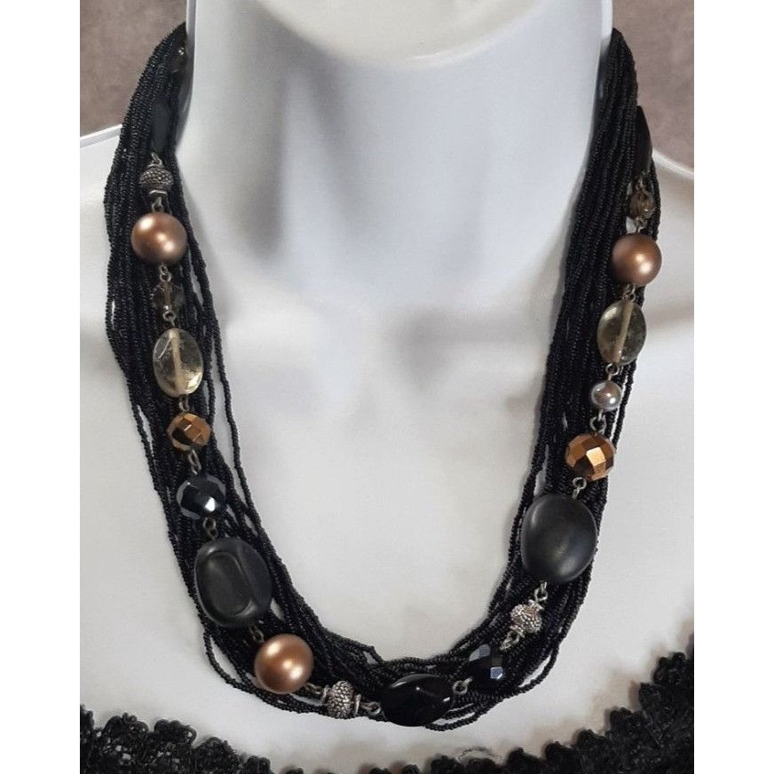 Coldwater Creek Vintage Coldwater Creek Multi-Strand Black Beaded Necklace W Size ONE SIZE - 1 Thumbnail