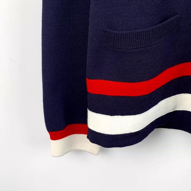Gucci Gucci Color-blocked striped V-neck single-breasted long-sle Size US M / EU 48-50 / 2 - 4 Thumbnail