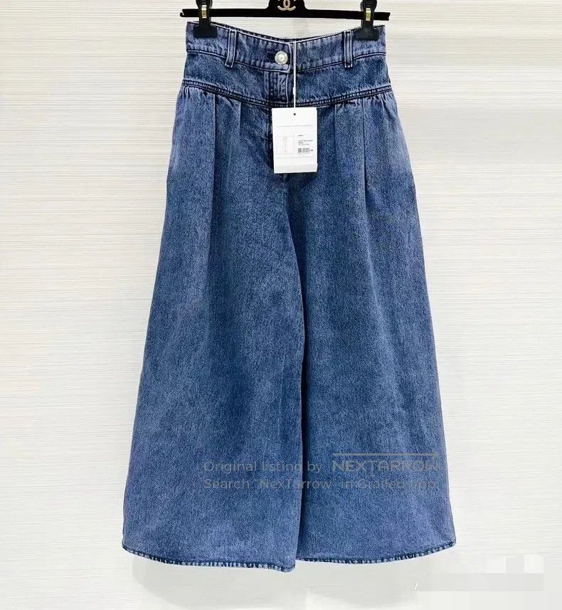 Chanel Chanel 22b blue flower bud wide-leg jeans Size 24" / US 00 / IT 34 - 1 Thumbnail