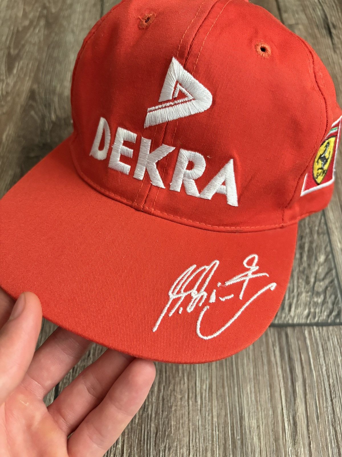 Formula 1 Vintage 90s Michael Schumacher Ferrari Racing Signed Hat Size ONE SIZE - 2 Thumbnail