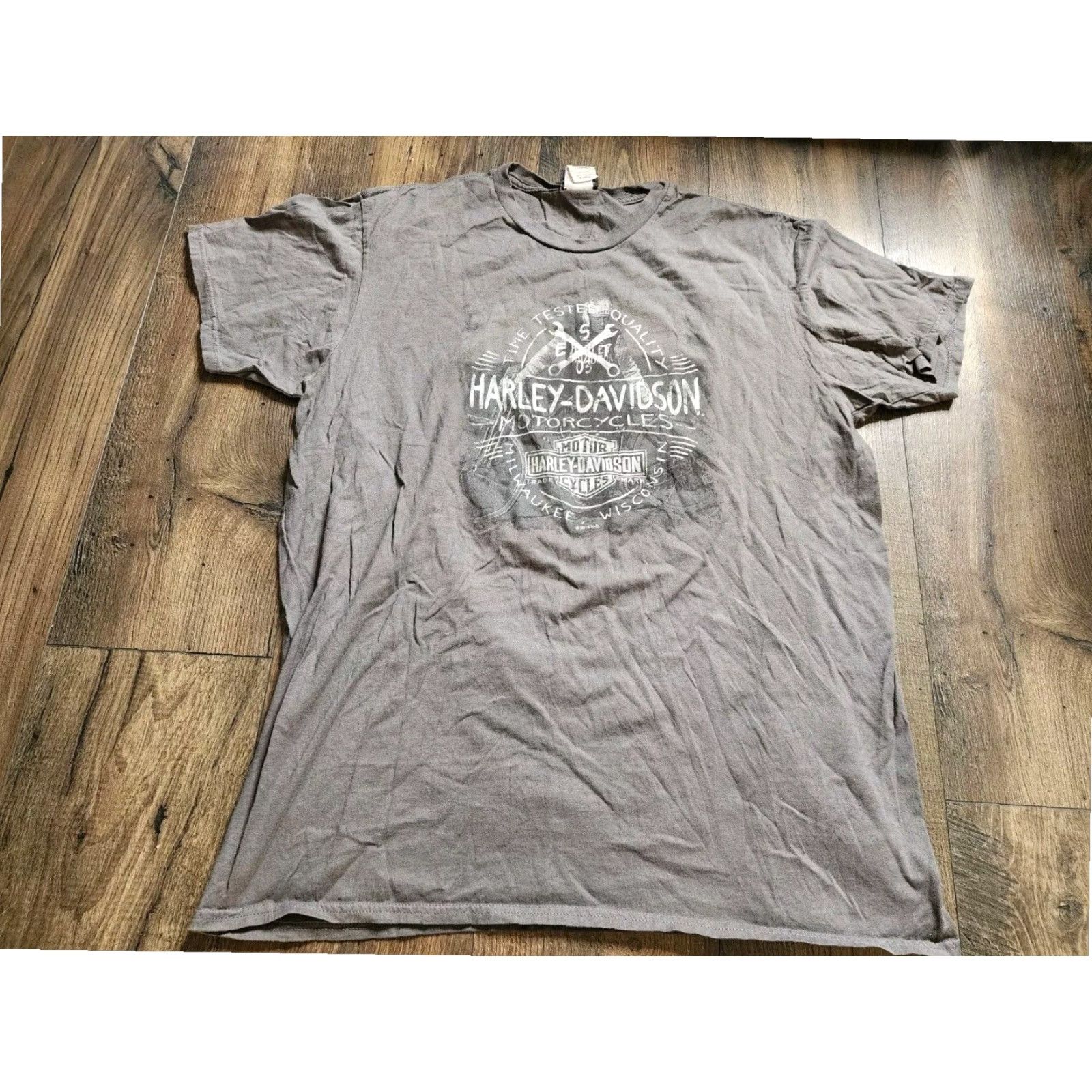 Harley Davidson Harley-Davidson Motorcycle Double Sided Graphic T Shirt Mens Large Gray Size US L / EU 52-54 / 3 - 2 Thumbnail