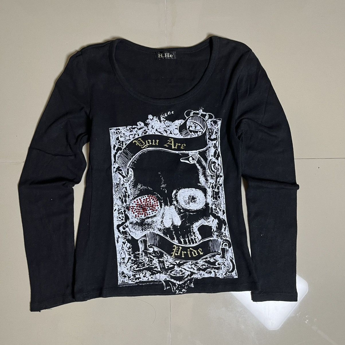 Hysteric Glamour H.He Gothic Angel Skull Rhinestone LS Tee If6was9 LGB style Size US M / EU 48-50 / 2 - 1 Thumbnail