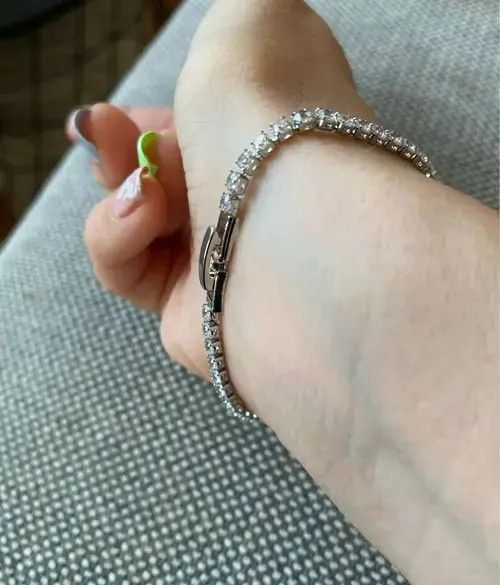 Other Silver Color 3MM AAA Cubic Zirconia Tennis Chain Bracelet Size ONE SIZE - 3 Thumbnail